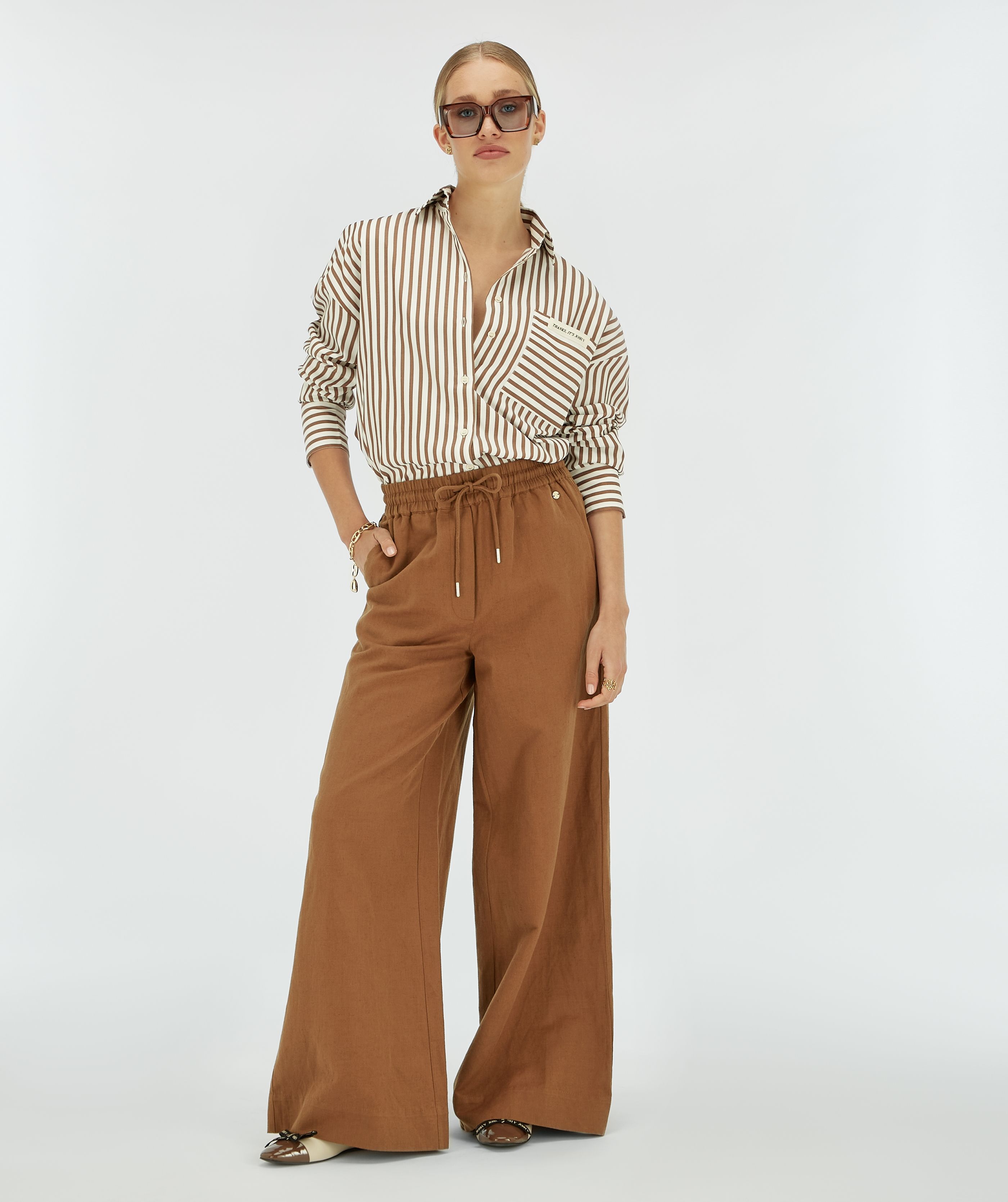 AGNES mid-rise wide-leg trousers Chocolate Brown - JOSH V