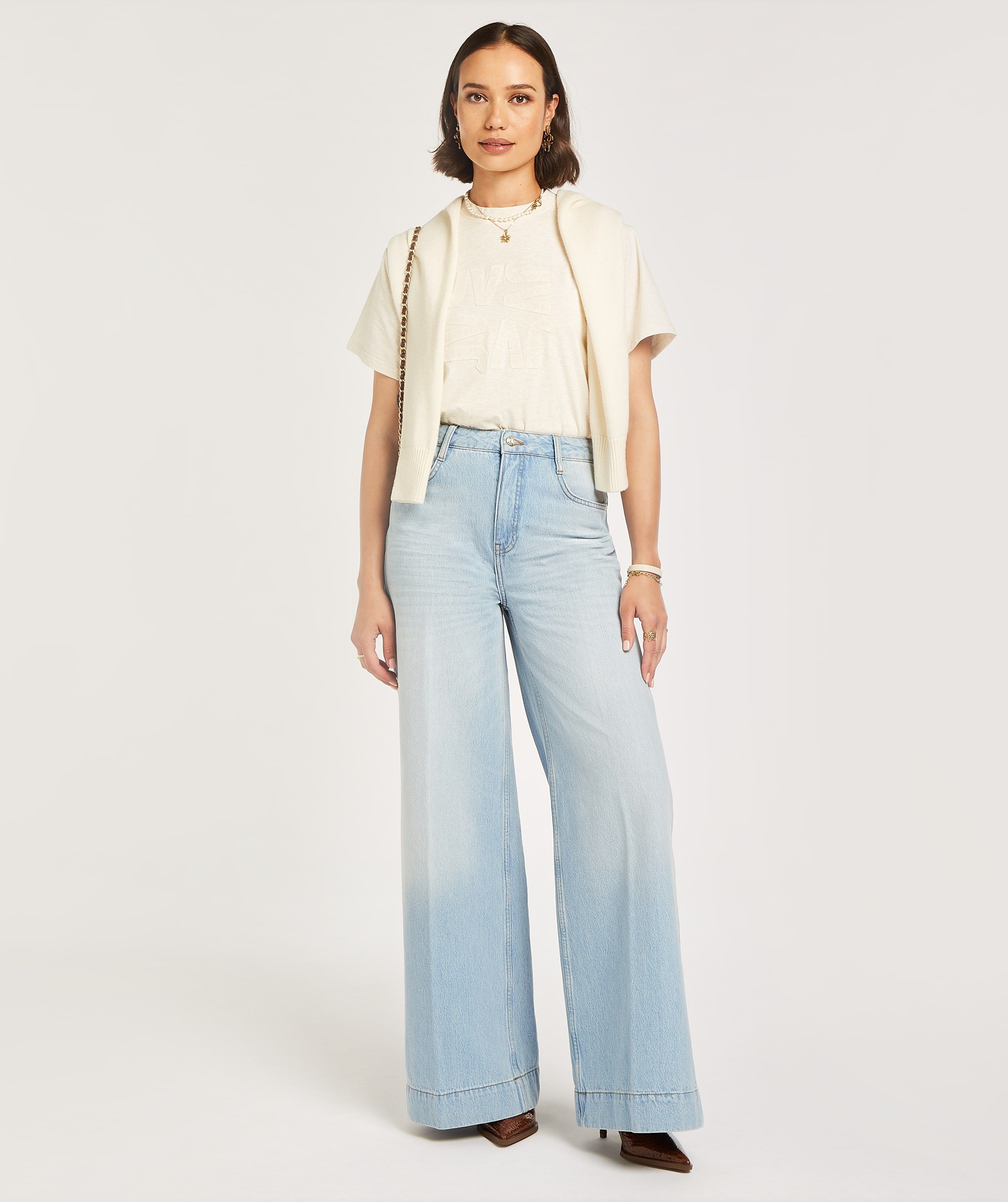 ALINA mid rise wide leg jeans - Blue Denim - JOSH V | Official