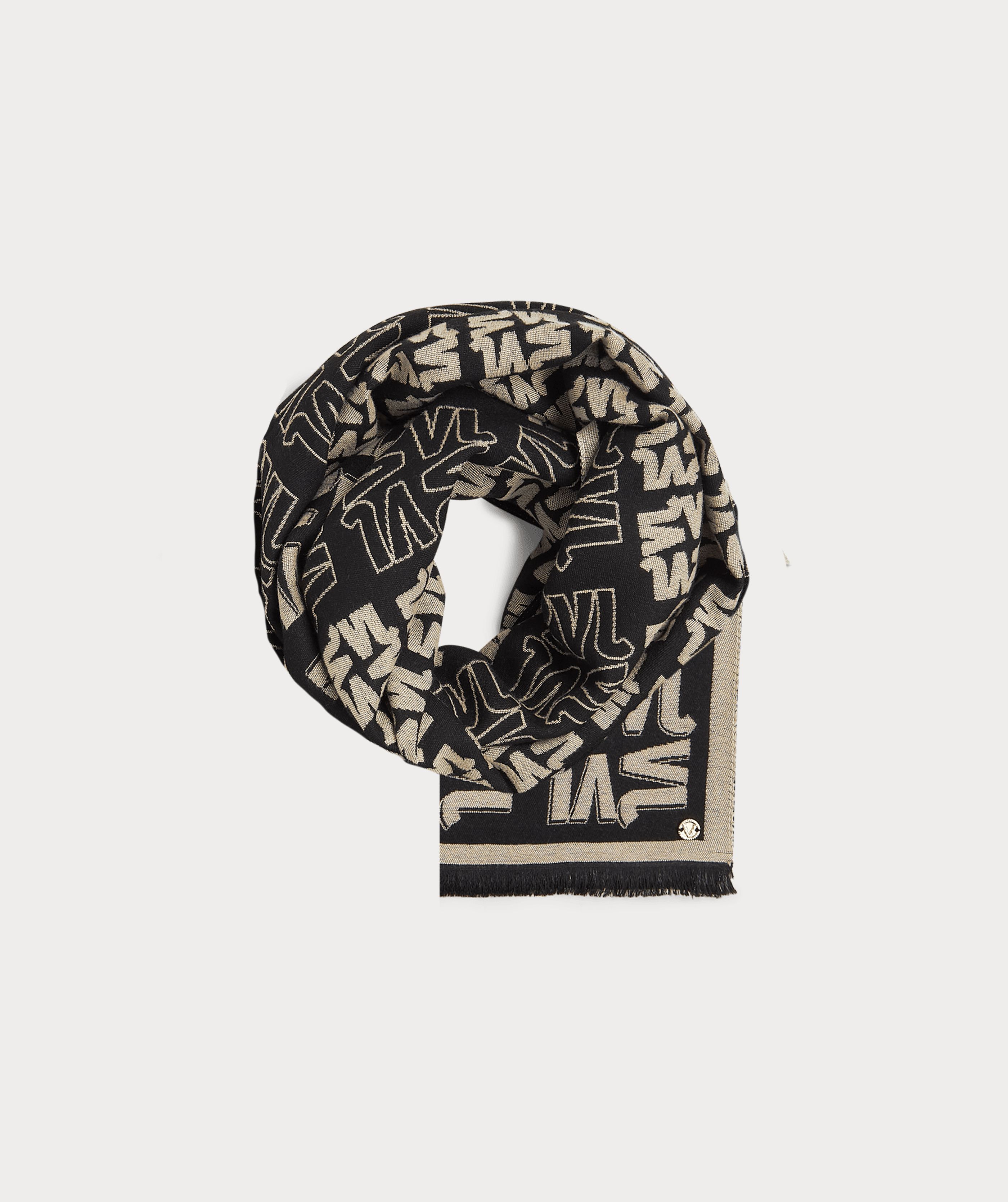 AYLA scarf with logo print - Poweder Black - JOSH V | Official
