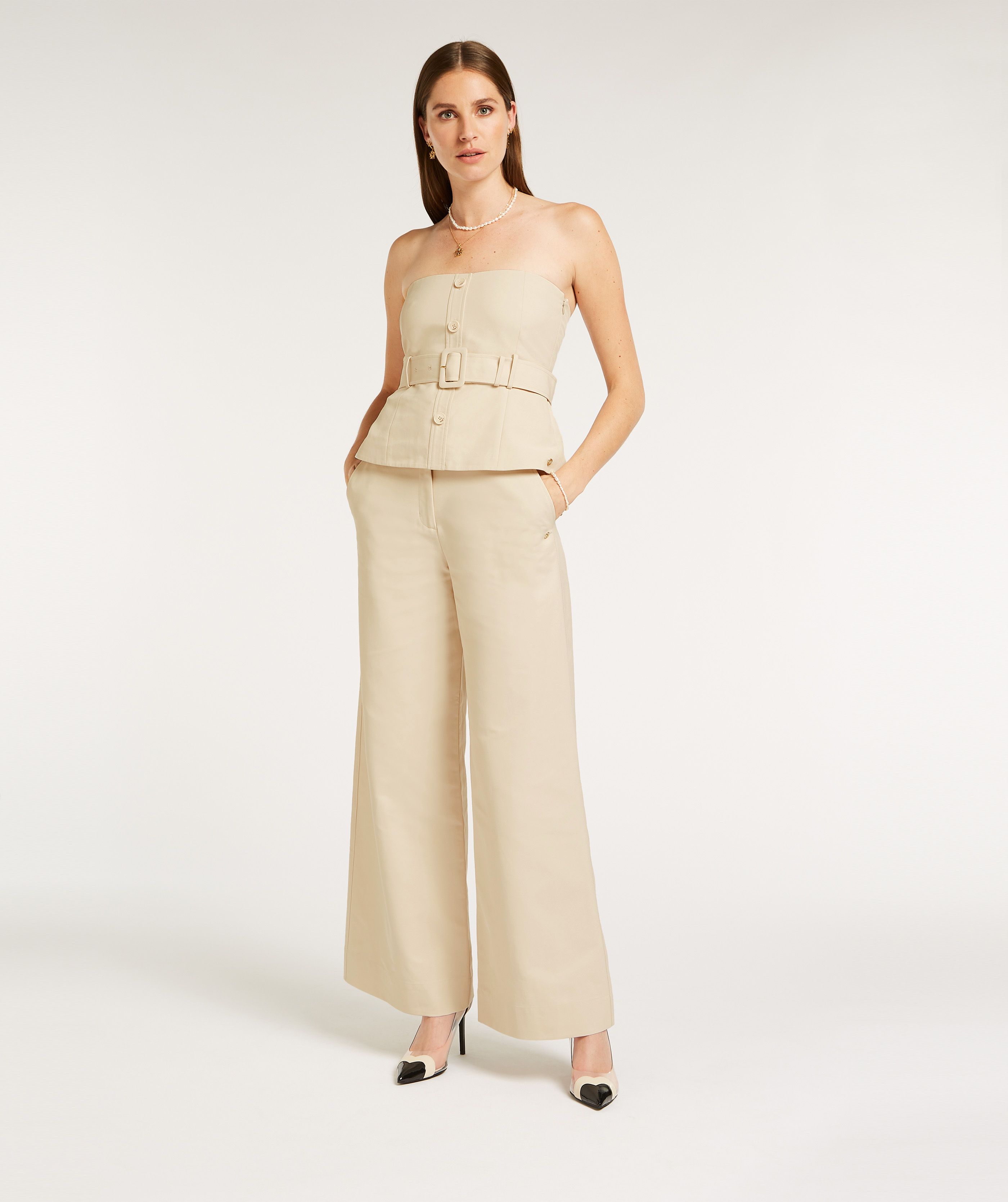 CARTER high rise wide leg trousers - Ecru - JOSH V