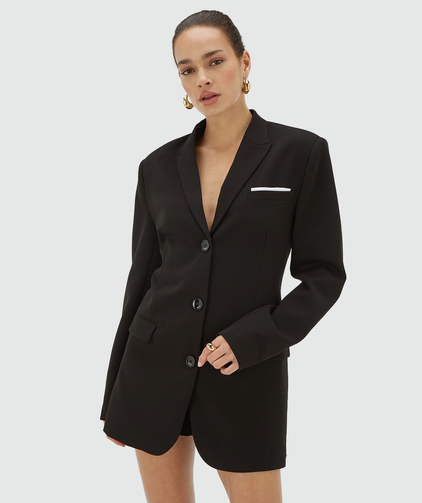 blue dress for baby girl Shona Joy Amura Oversized Blazer Dress in Black – Coco & Lola main image 0