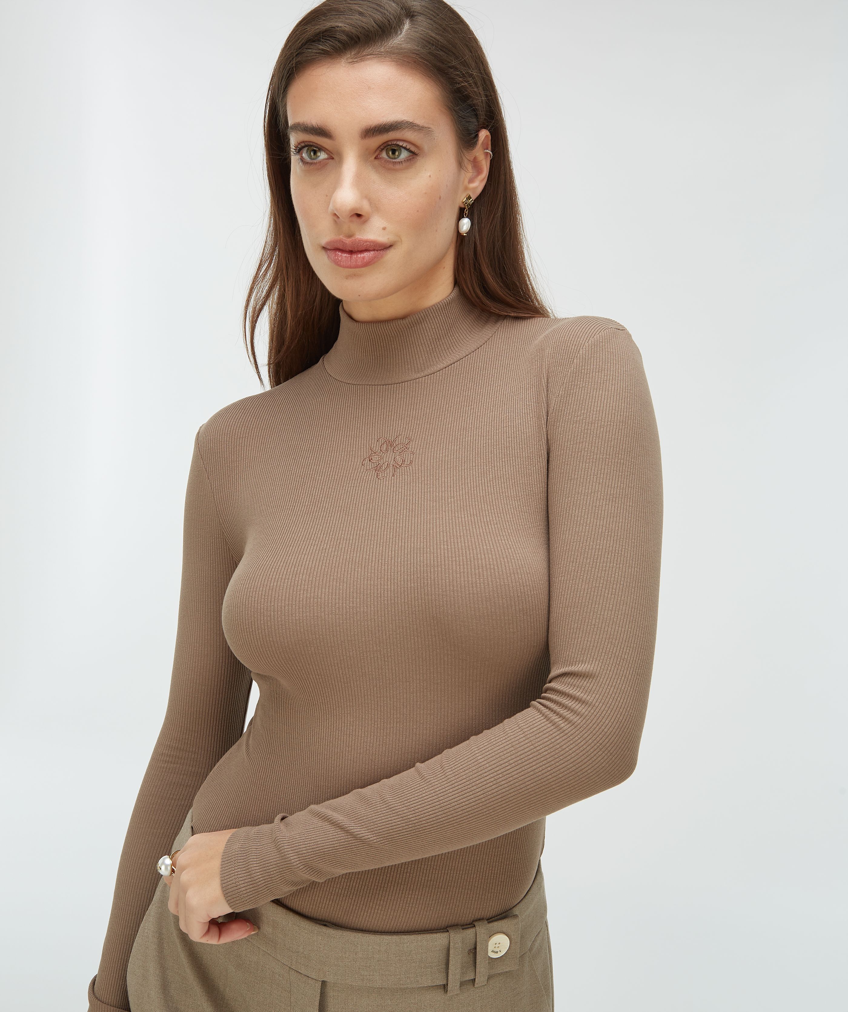 wym_7711 JACKY super skinny fit coltrui met logo Mink - JOSH V | Official