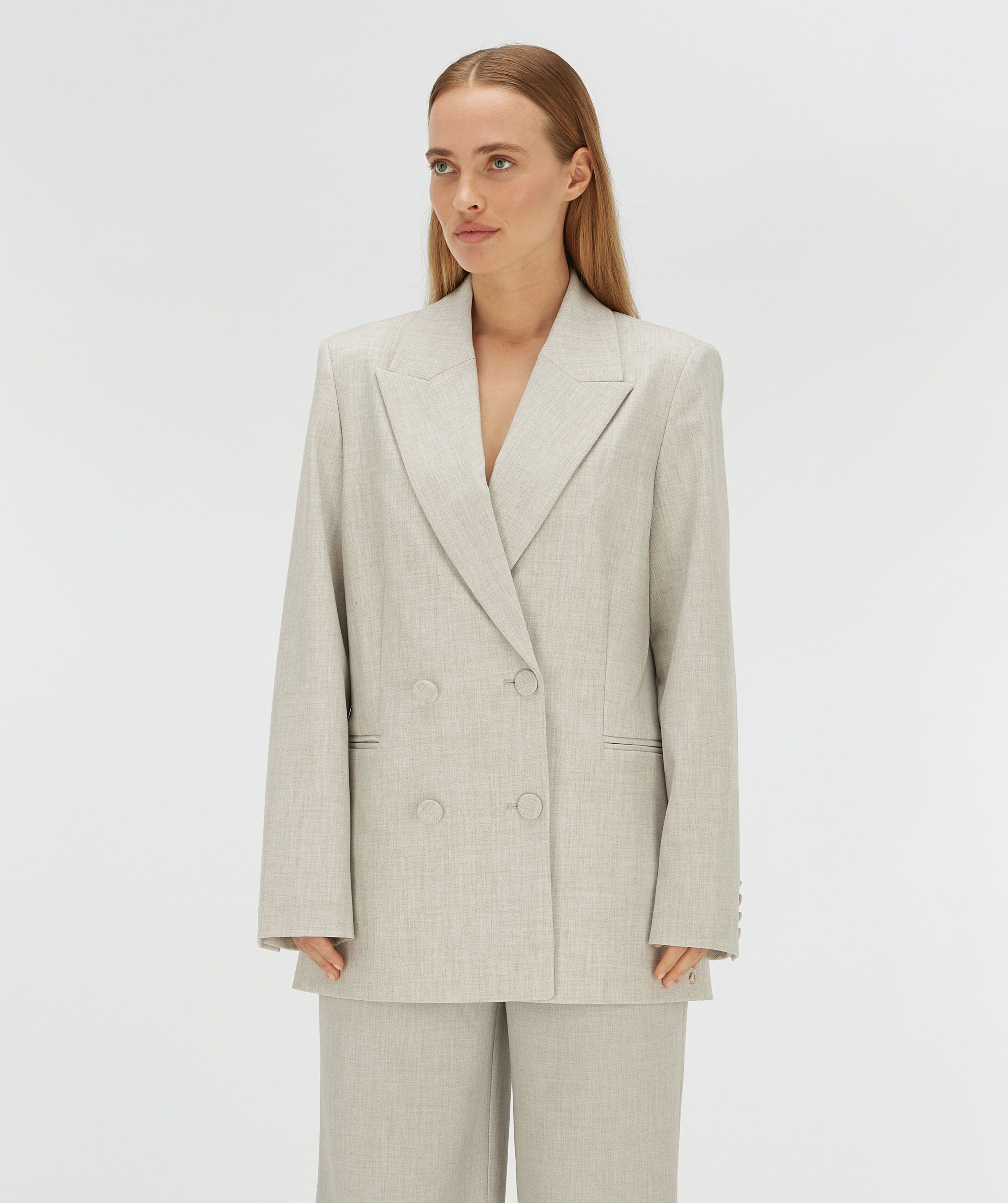 JV DILLEN straight fit blazer - Light Grey Melange - JOSH V
