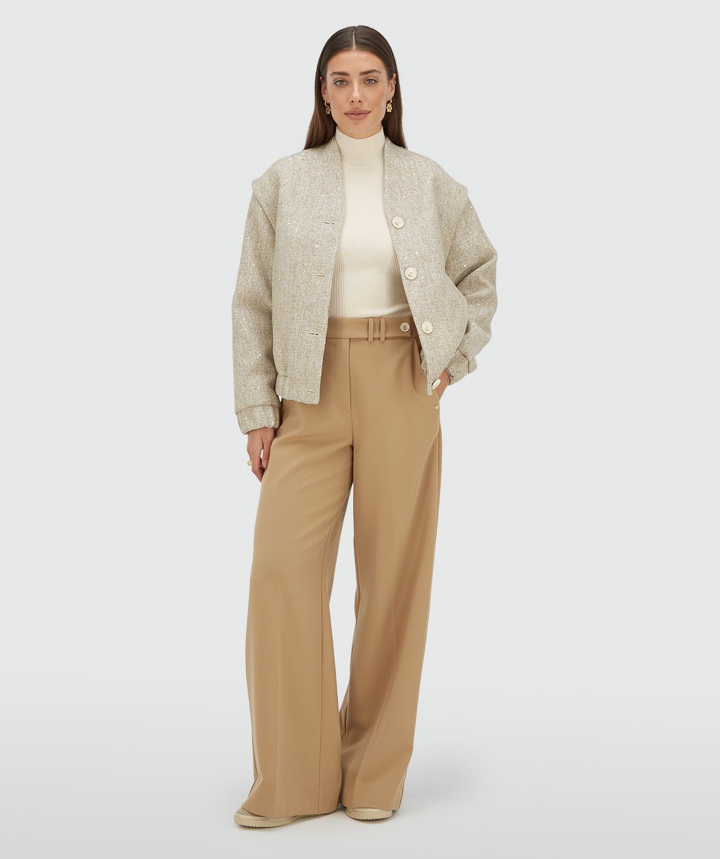 KELLIE oversized bomber jacket met glitter