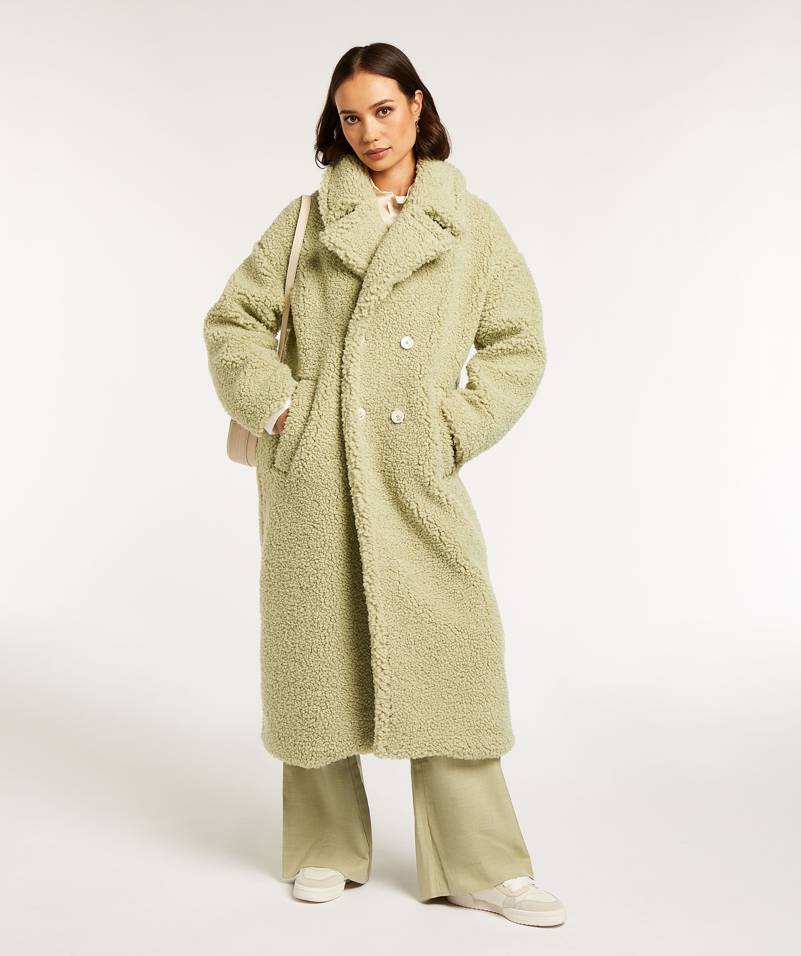 Slim fit teddy coat clearance