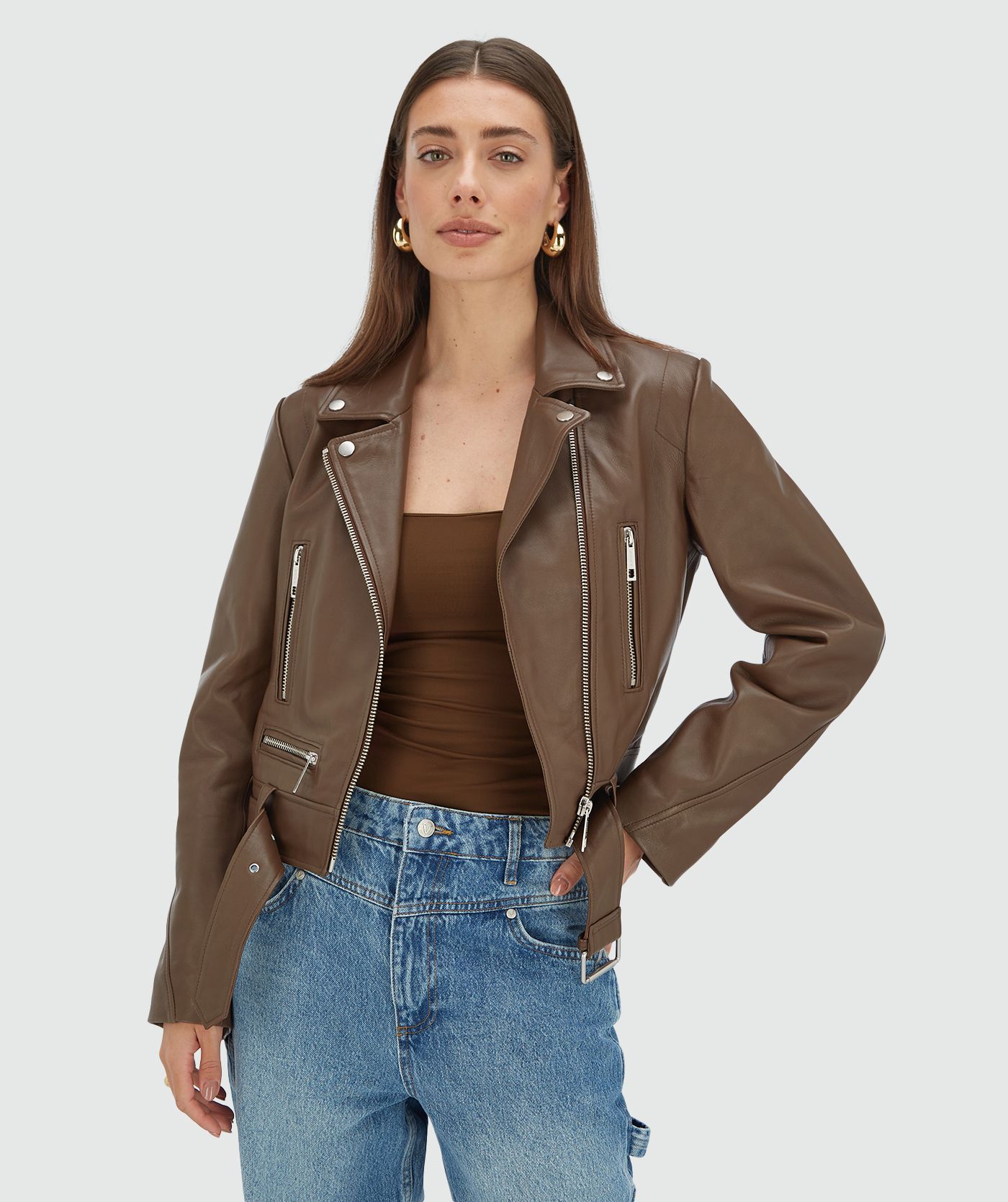 LUA regular fit jacket van leer Dark Brown l JOSH V | Official