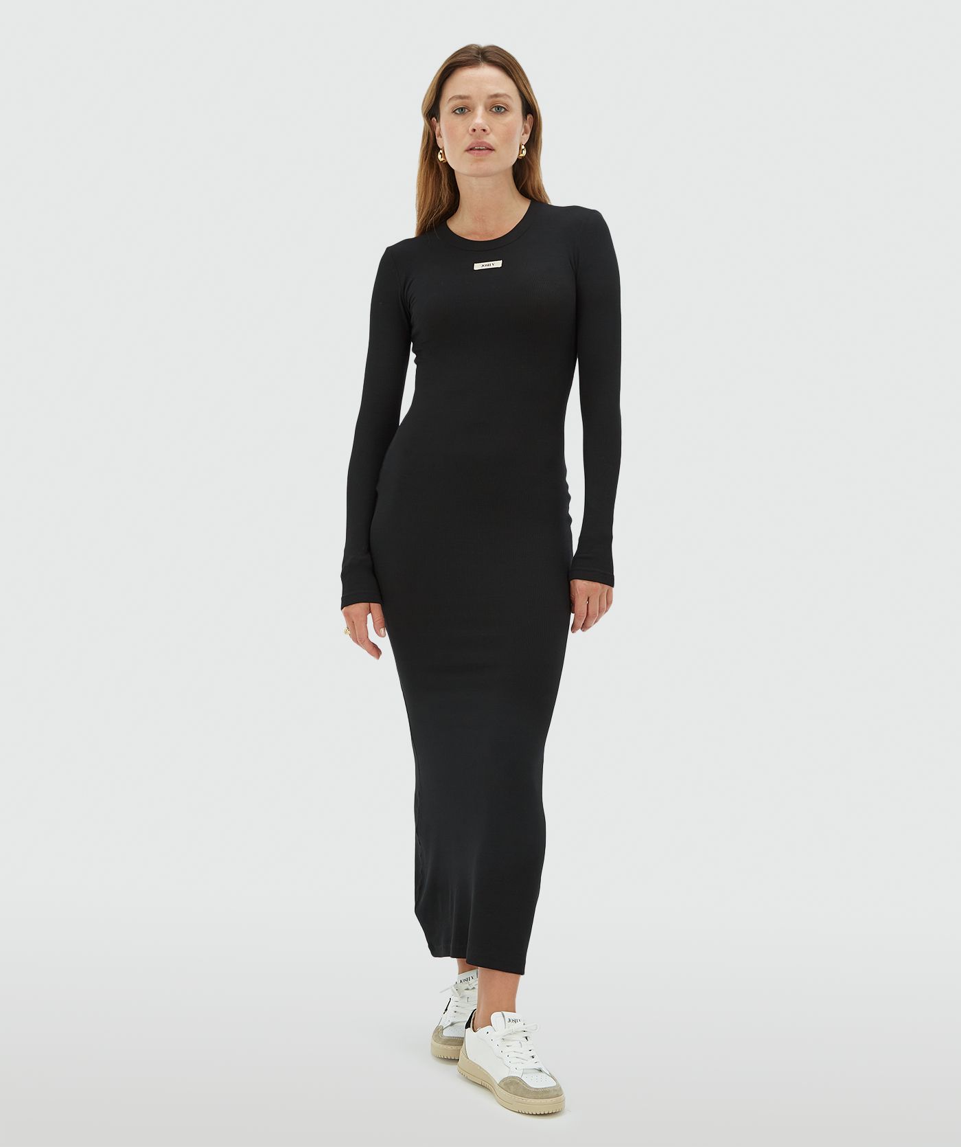 black skin fit dress Black Mermaid Knit Gown