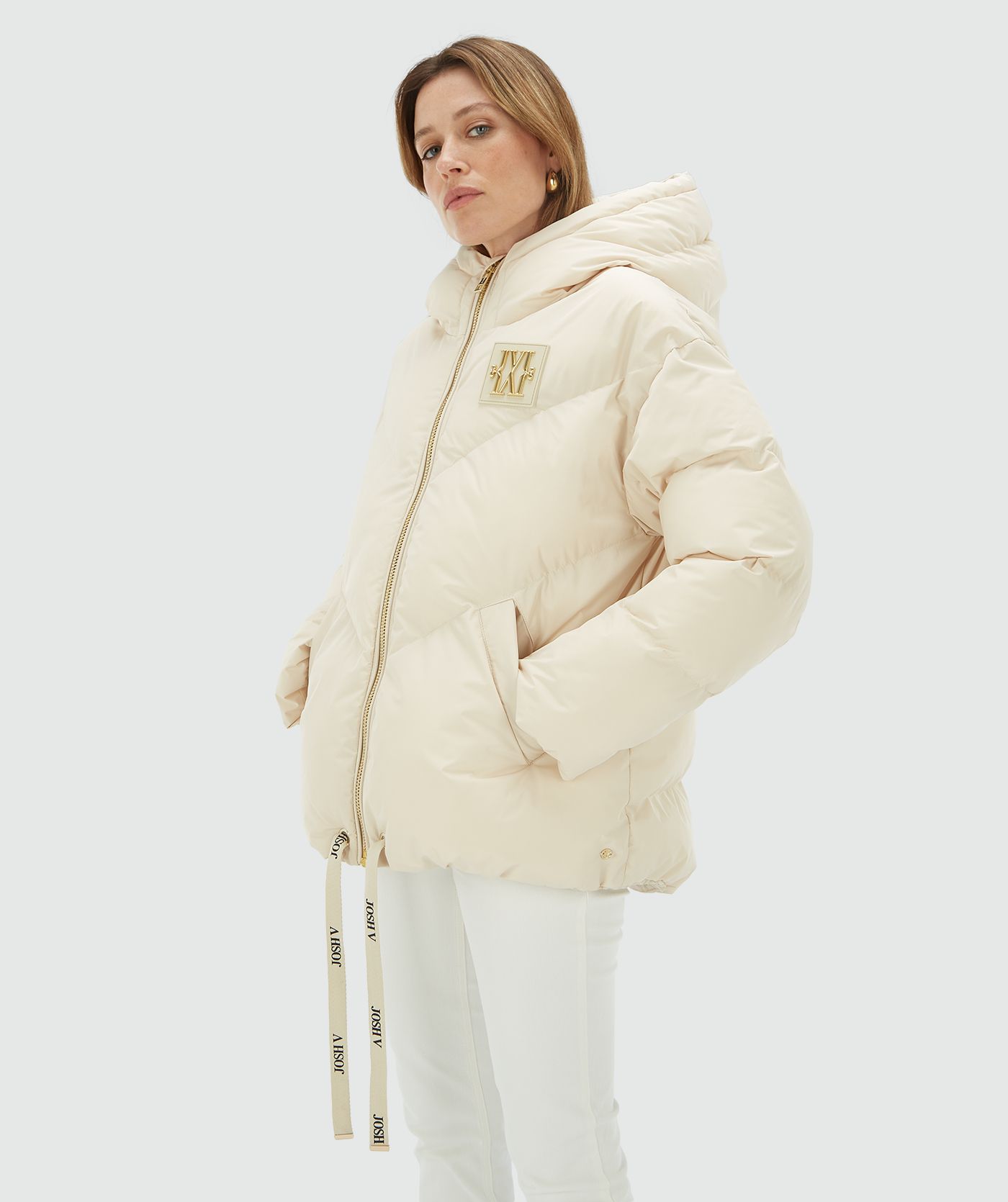 White Puffer Vest Cream Oversized Puffer Coat WRENNA Oversized