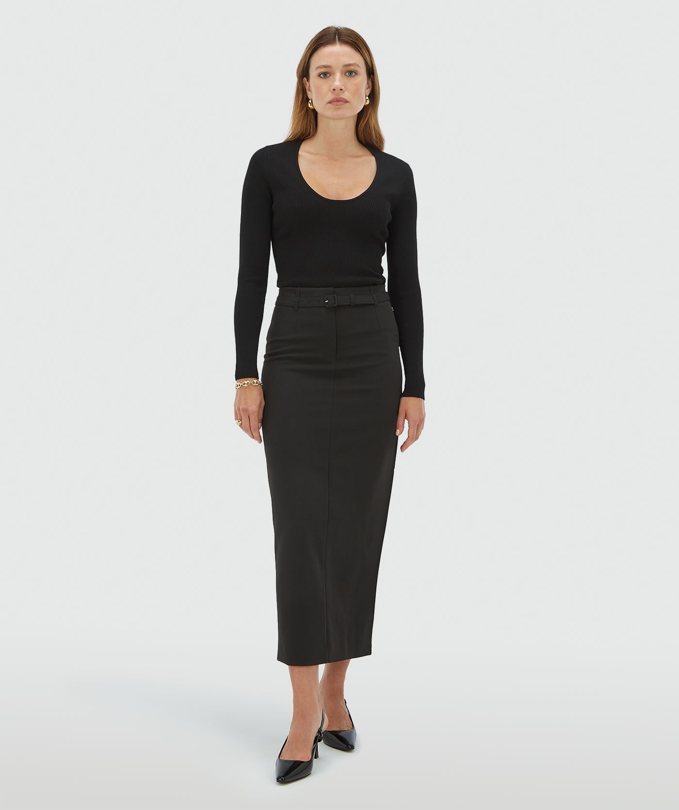 XENIA fitted high-waisted skirt Black l JOSH V | Official online shop