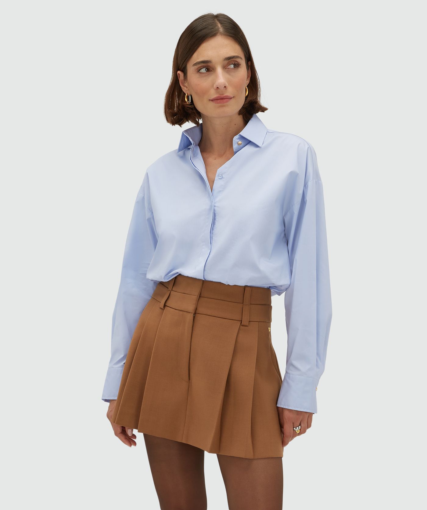 JV-XER women's pleated mini skirt in Cognac l JOSH V | Official