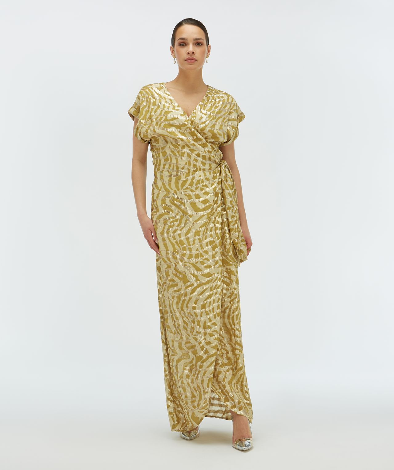 ALLOIS maxijurk met lurex Gold Green JOSH V Official online shop