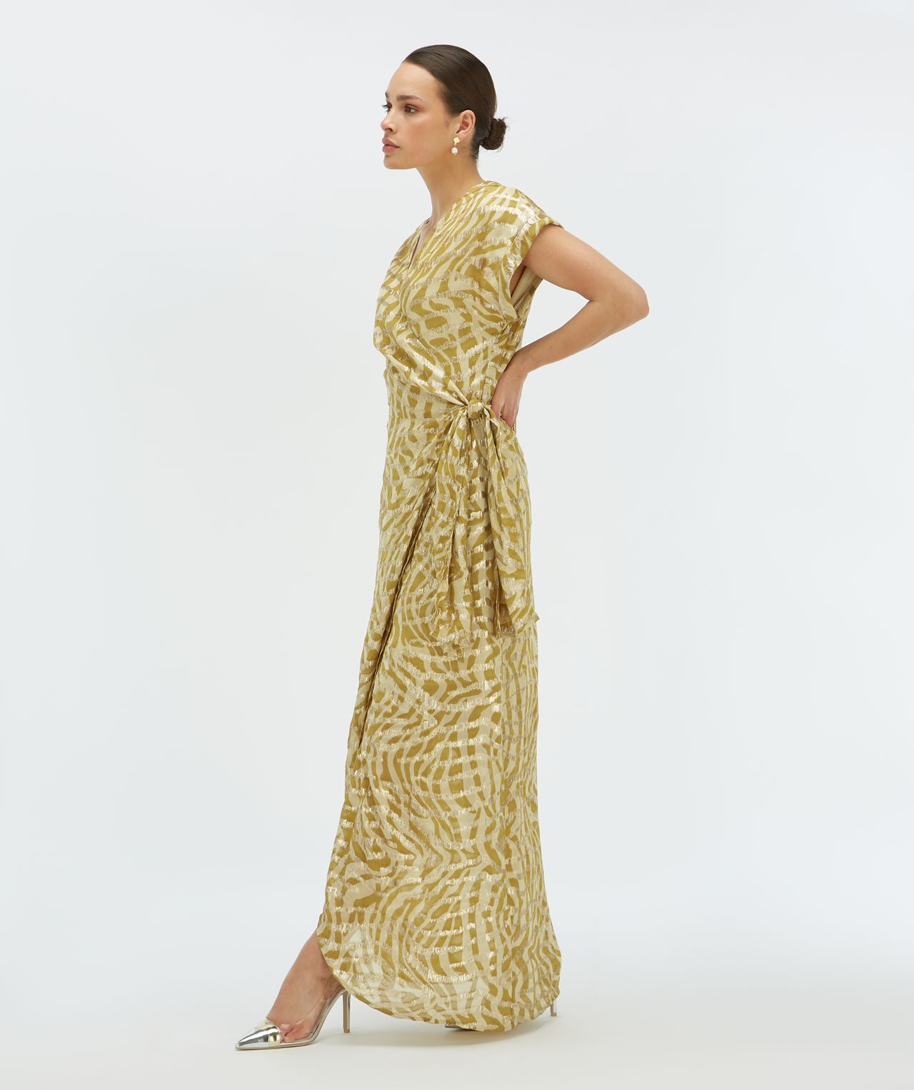 ALLOIS maxijurk met lurex Gold Green JOSH V Official online shop