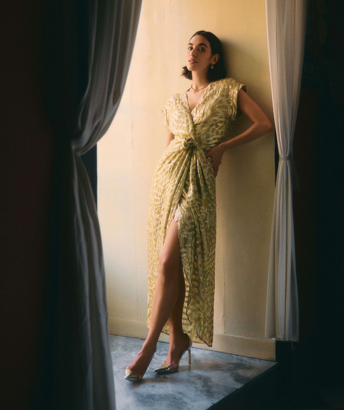 ALLOIS maxijurk met lurex Gold Green JOSH V Official online shop