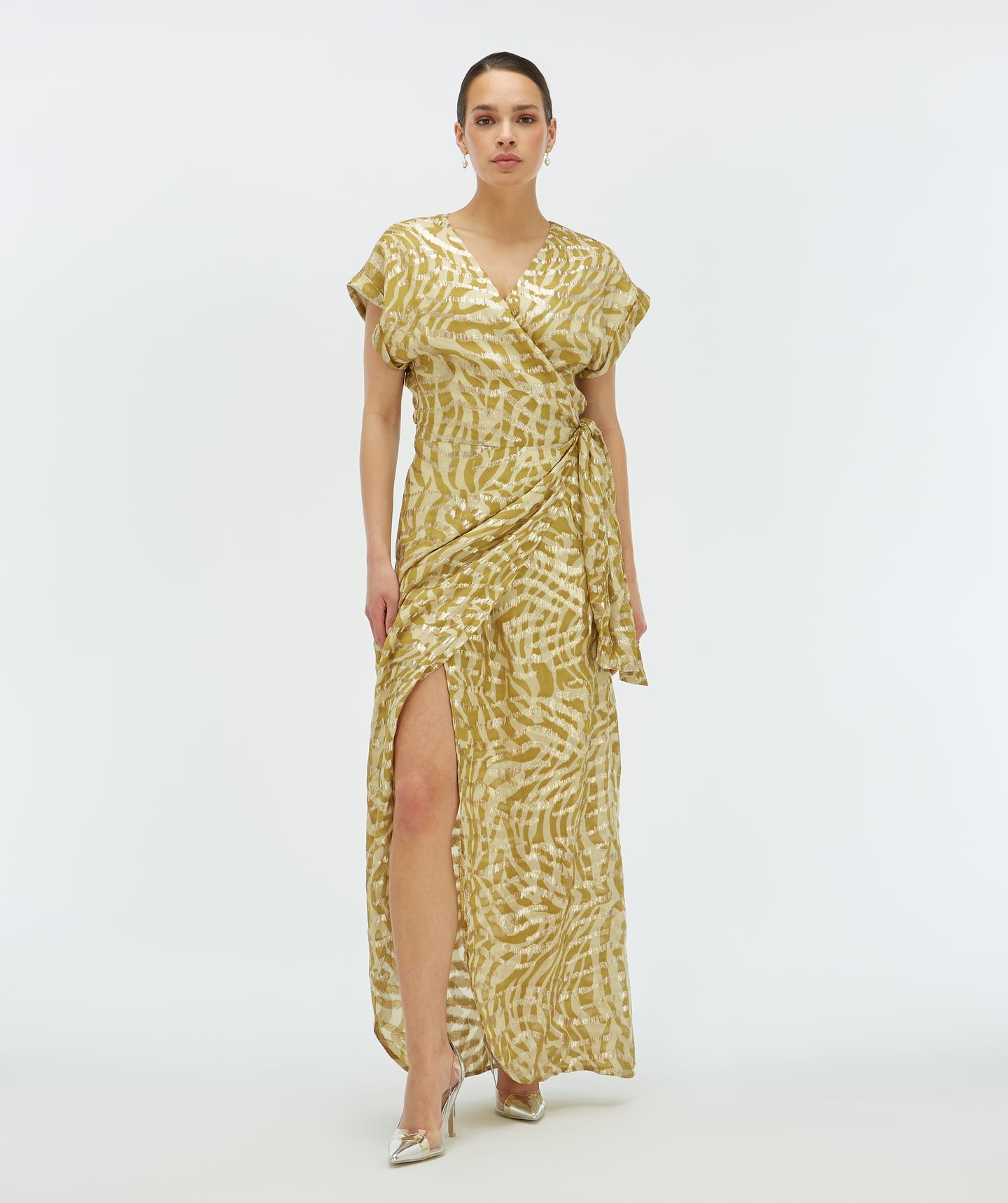 ALLOIS maxijurk met lurex Gold Green JOSH V Official online shop