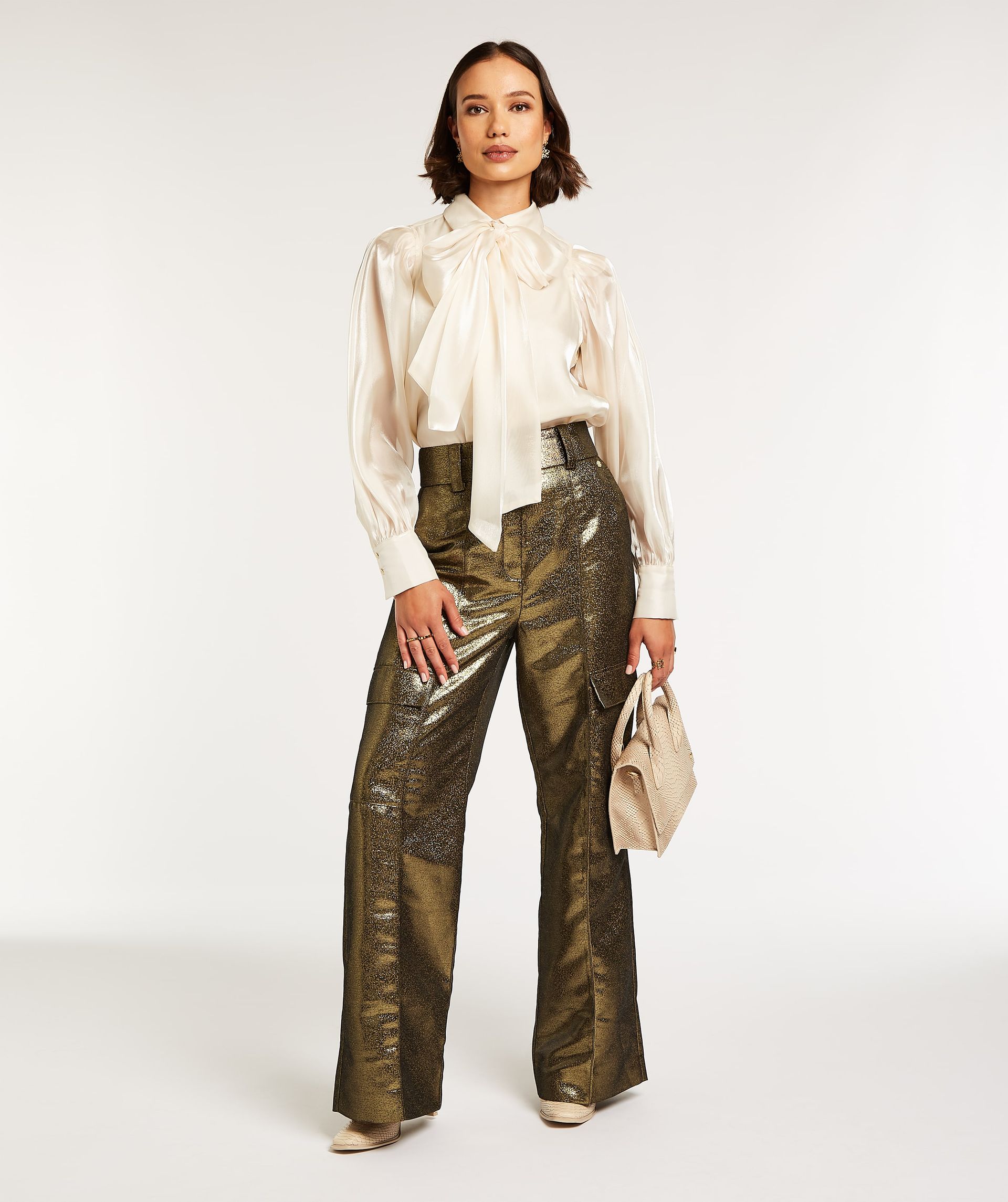 ALI straight fit broek in metallic