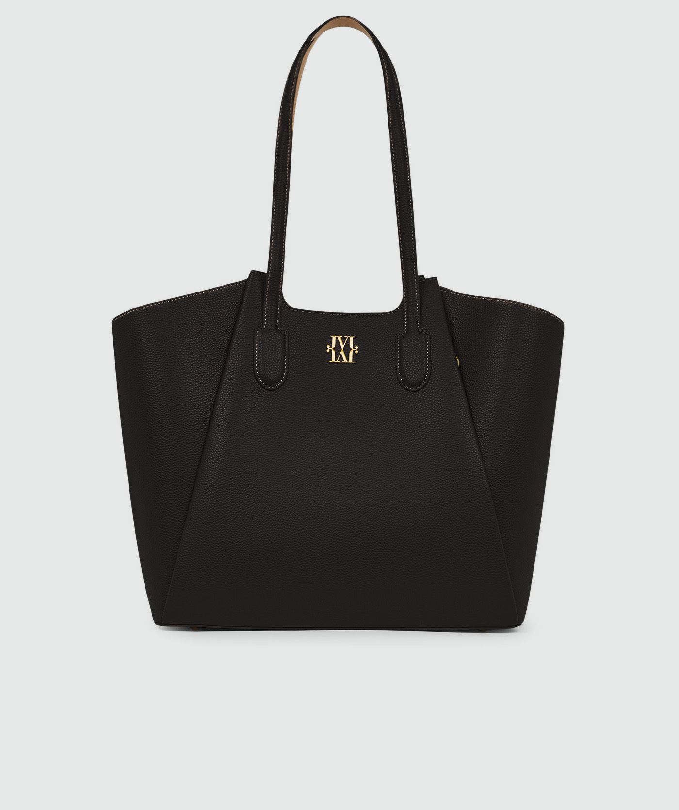Zwarte shopper tas met dubbele hengsels en goudkleurig JOSH V logo