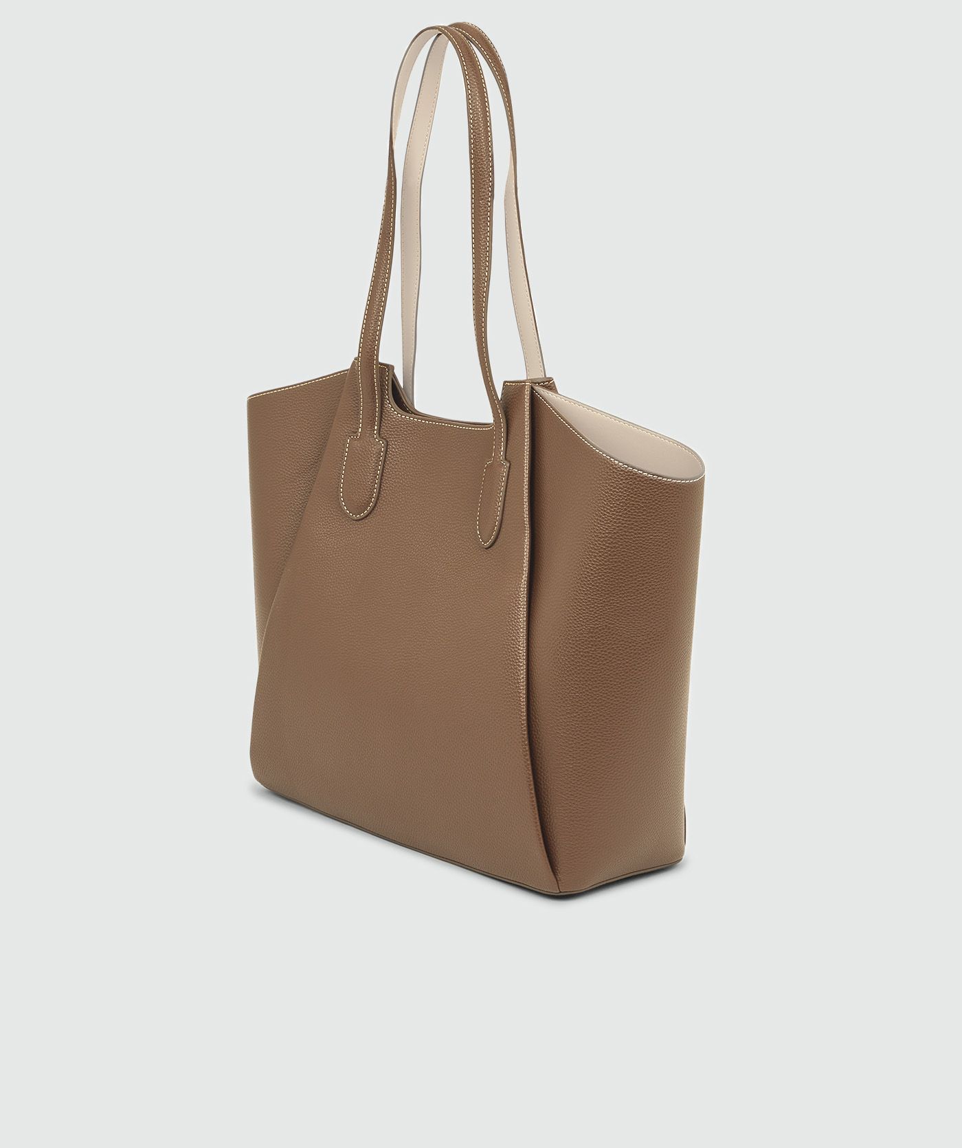 Achteraanzicht van Dark Taupe shopper tas met dubbele hengsels