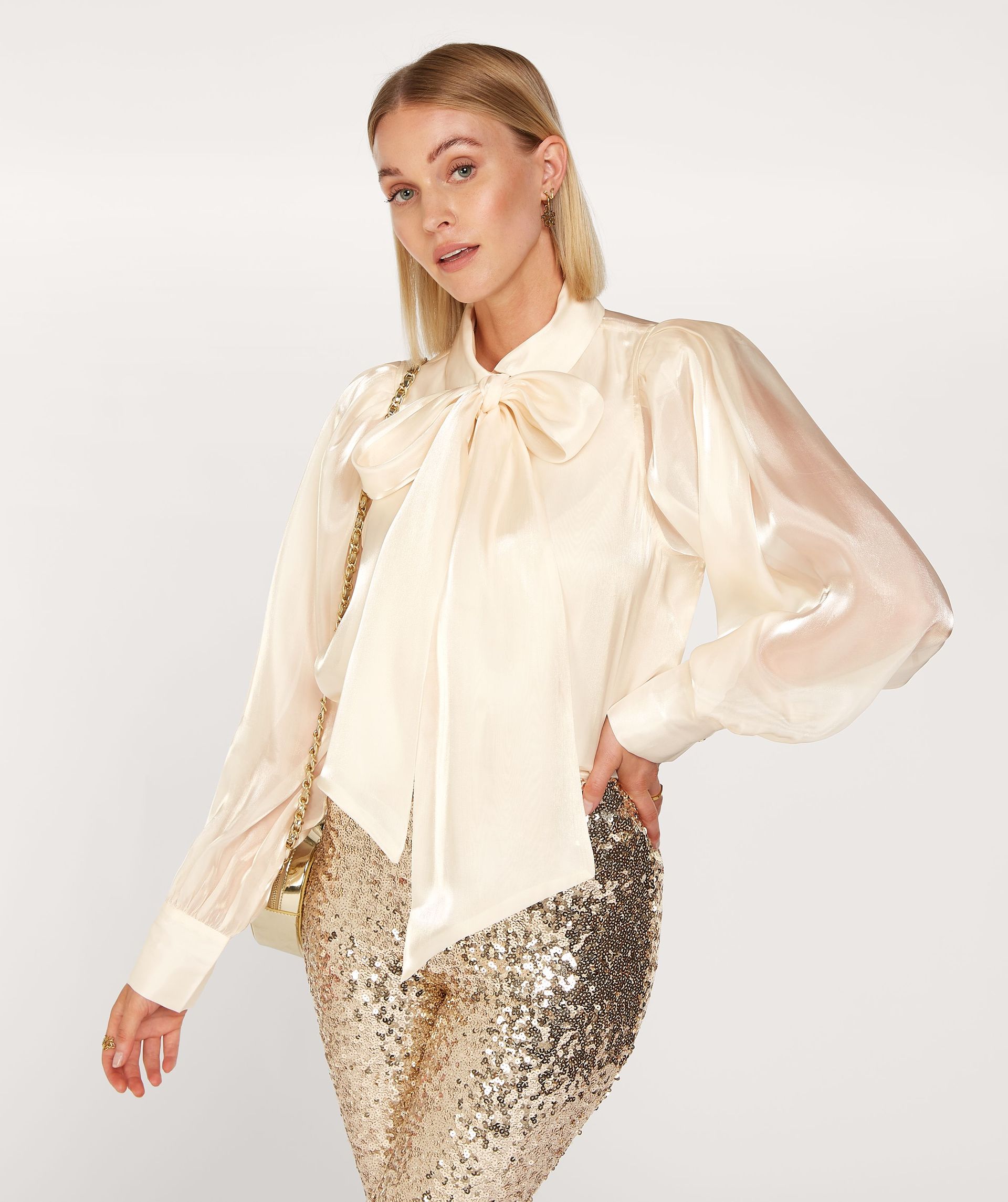 AMARA regular fit blouse in shiny organza