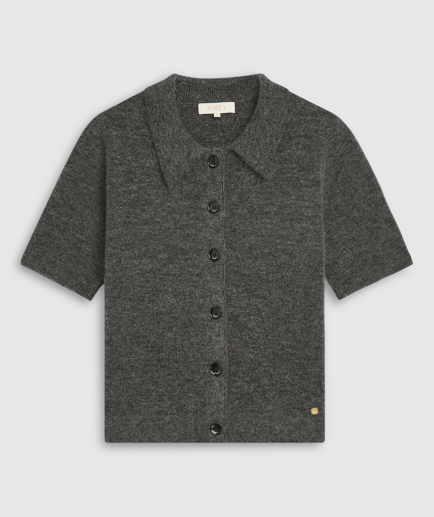 Regular fit vest met wol zonder model, weergegeven op een lichtgrijze achtergrond