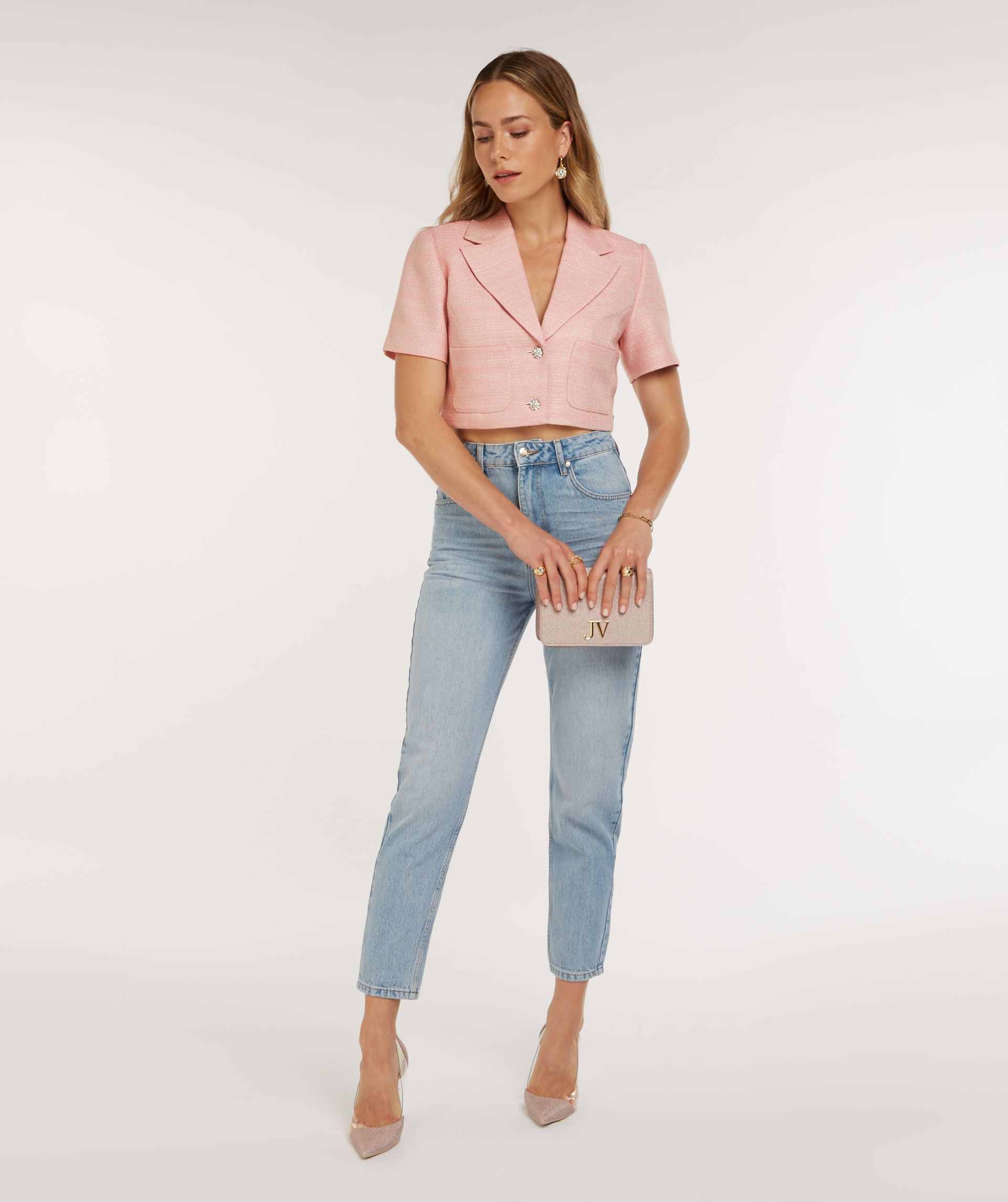 ANNELIN regular fit blazer top met lurex