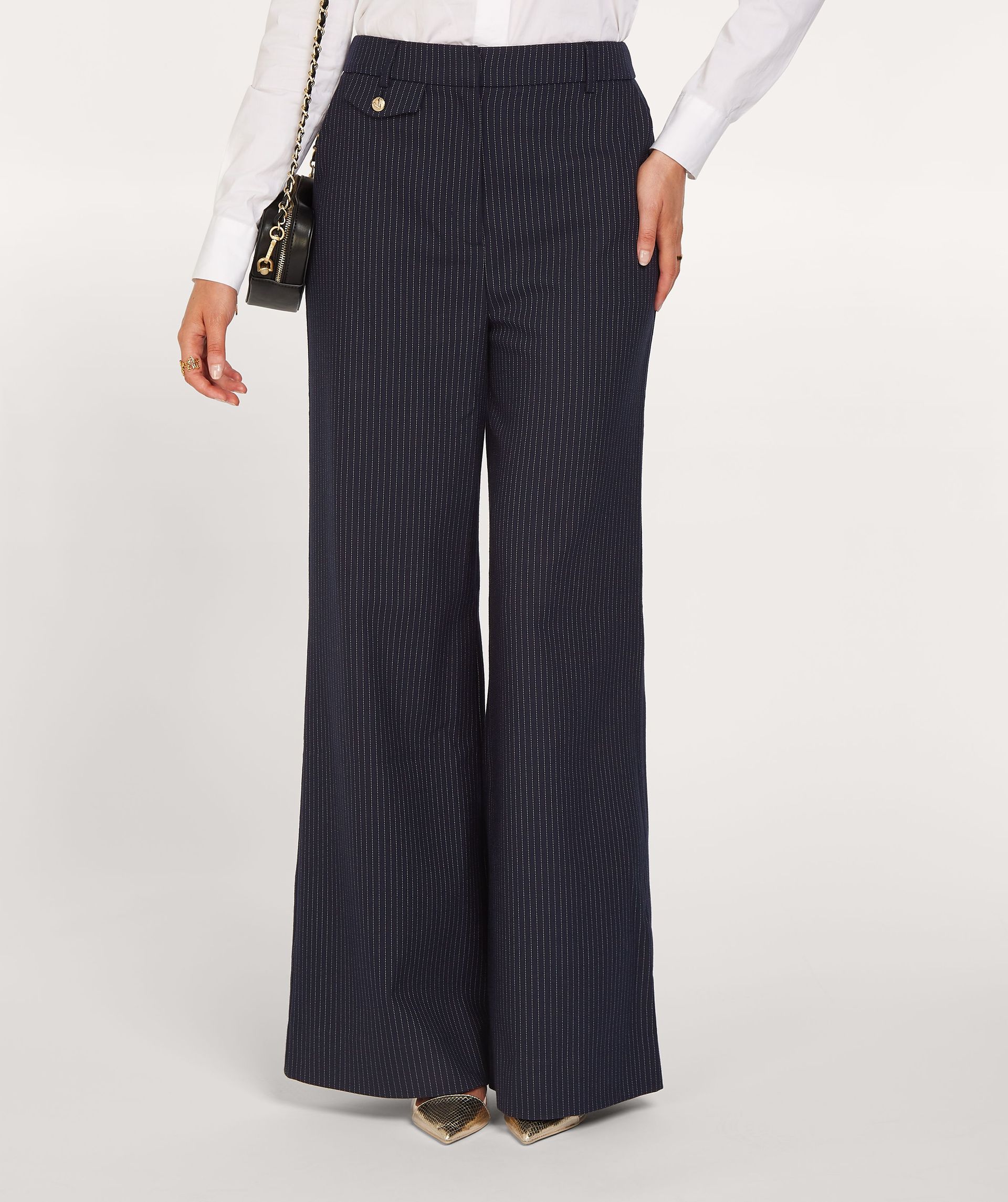 ARCHER mid rise wide leg pantalon met pinstripe