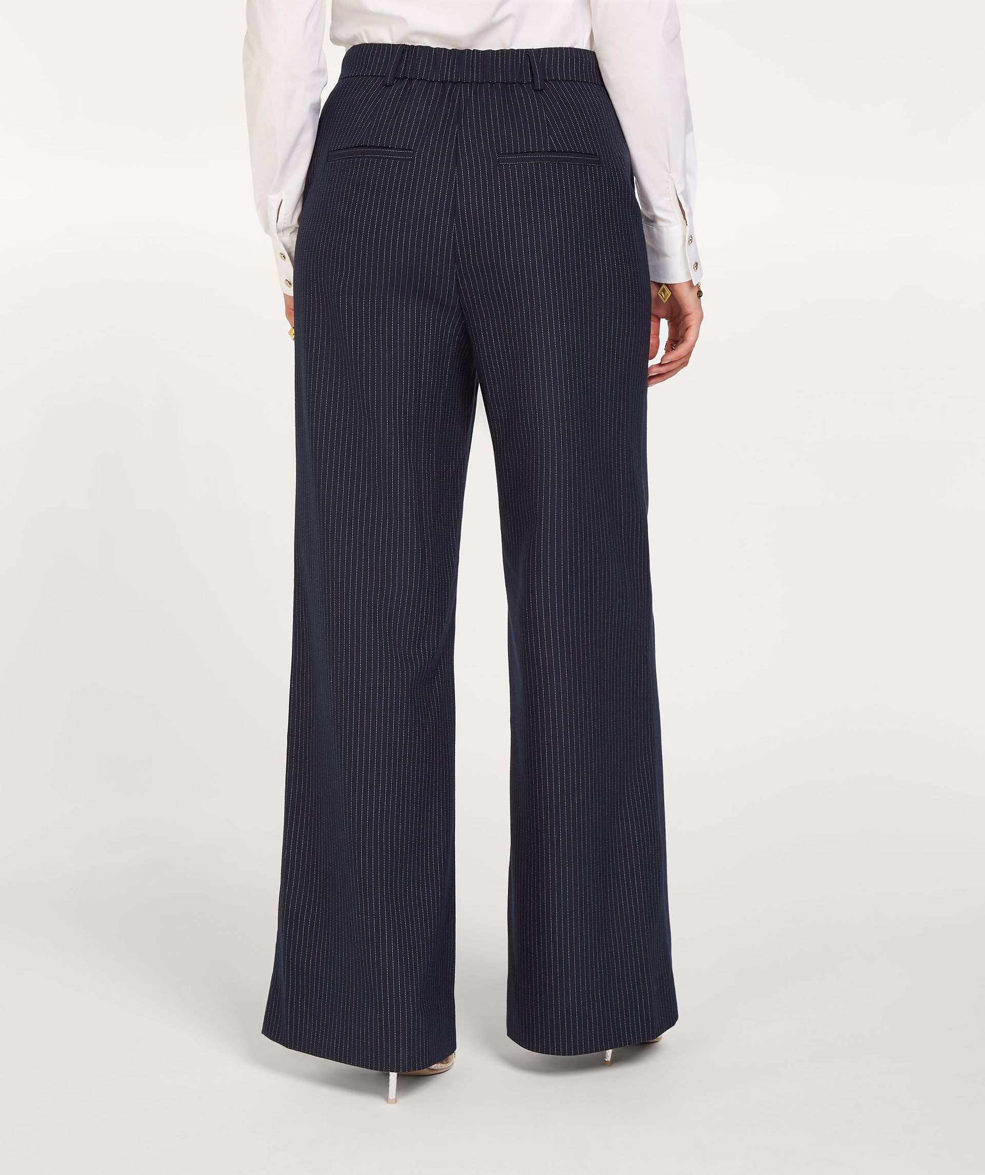 ARCHER mid rise wide leg pantalon met pinstripe