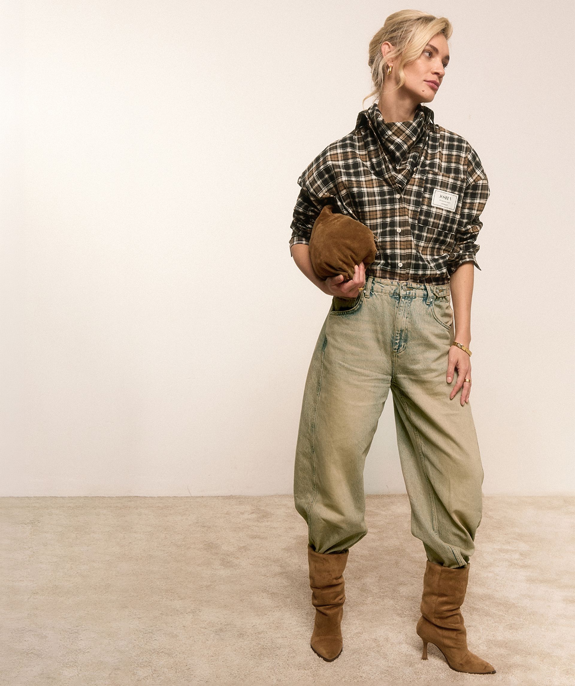 JV-BELLIS oversized checked blouse