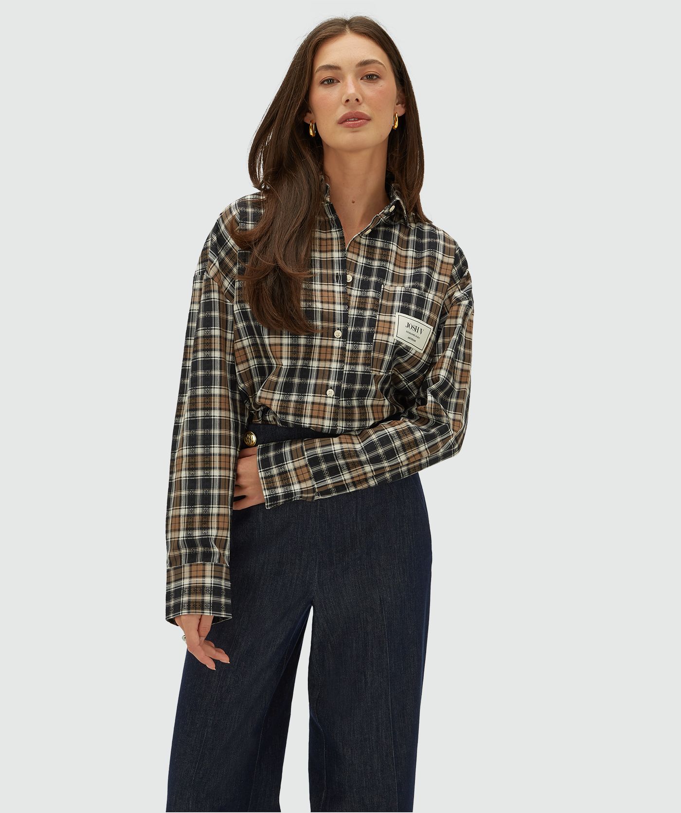 JV-BELLIS oversized checked blouse