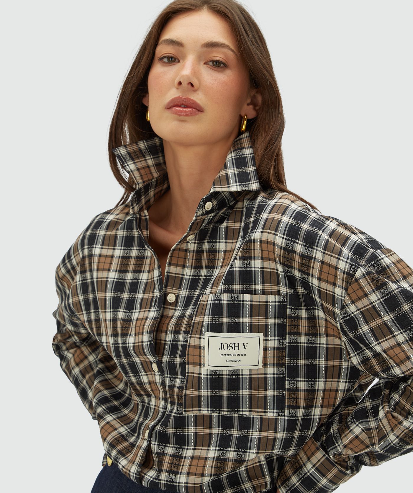 JV-BELLIS oversized checked blouse