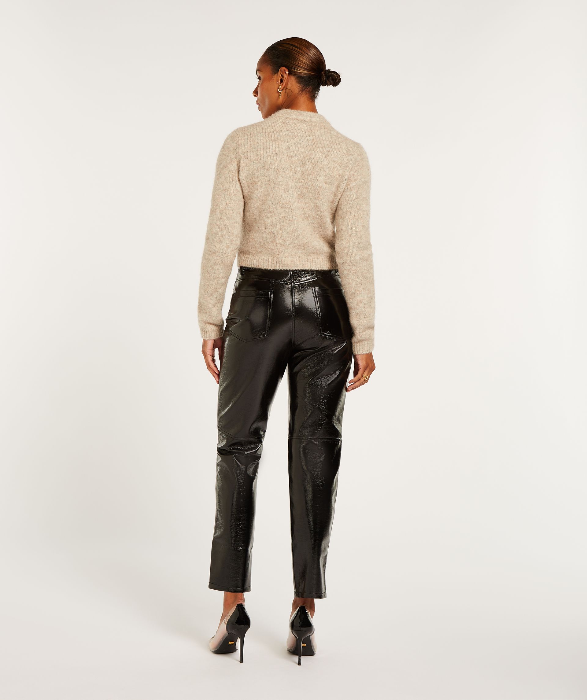 BO girlfriend trousers with lacquer effect