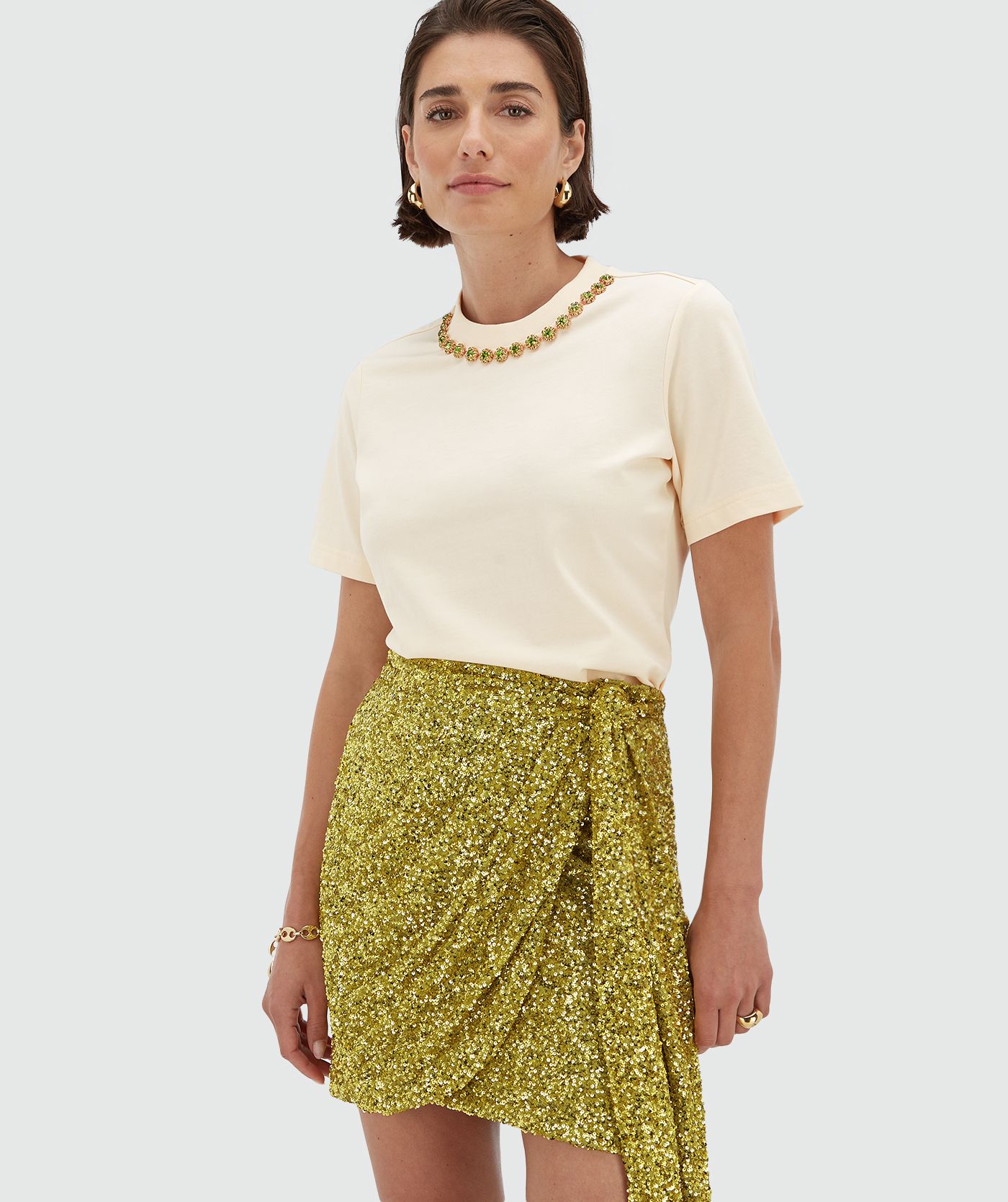 CAMEO high-waisted sequin skirt