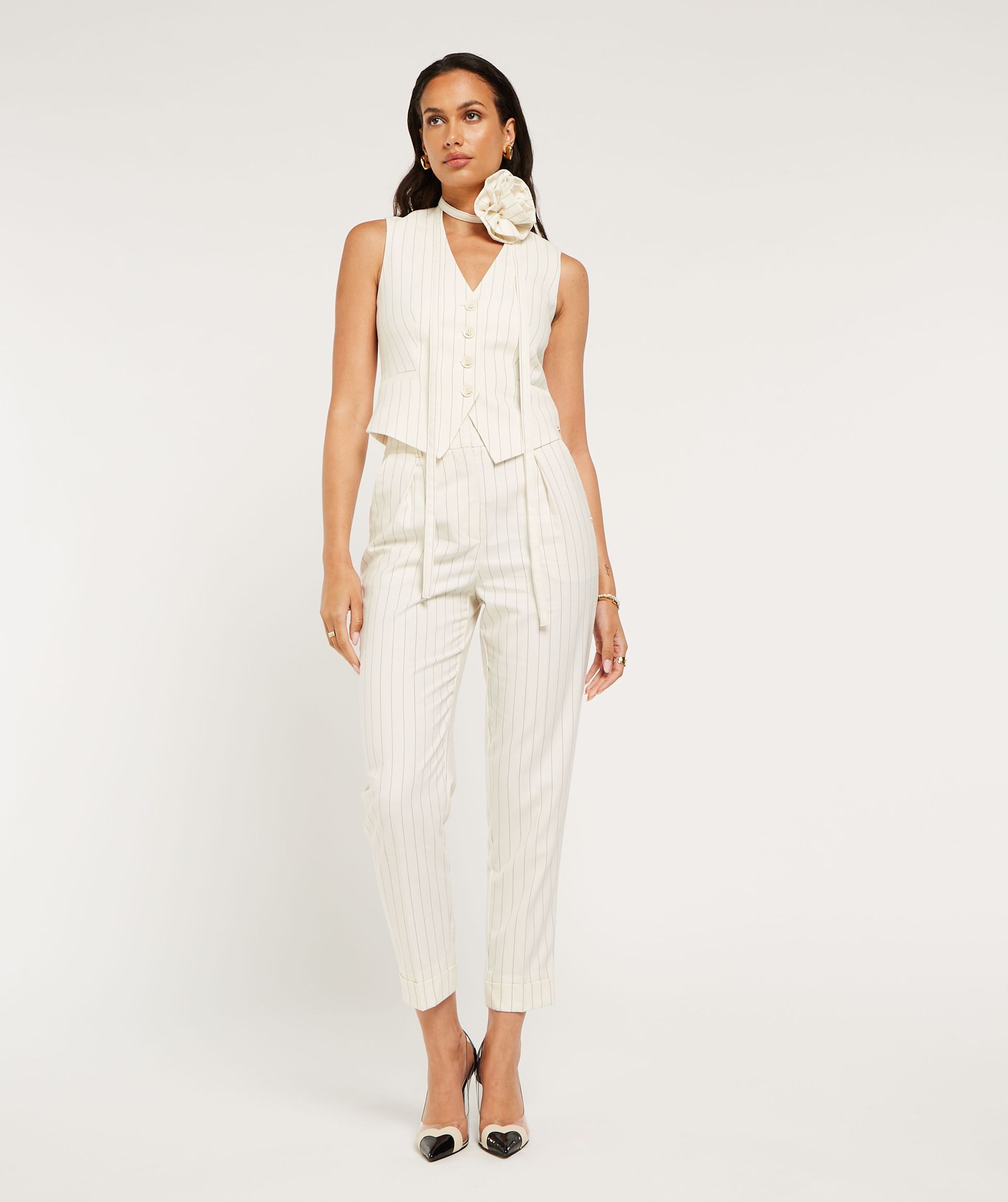 CAMILA tailliertes Einbauweste mit Pinstripe