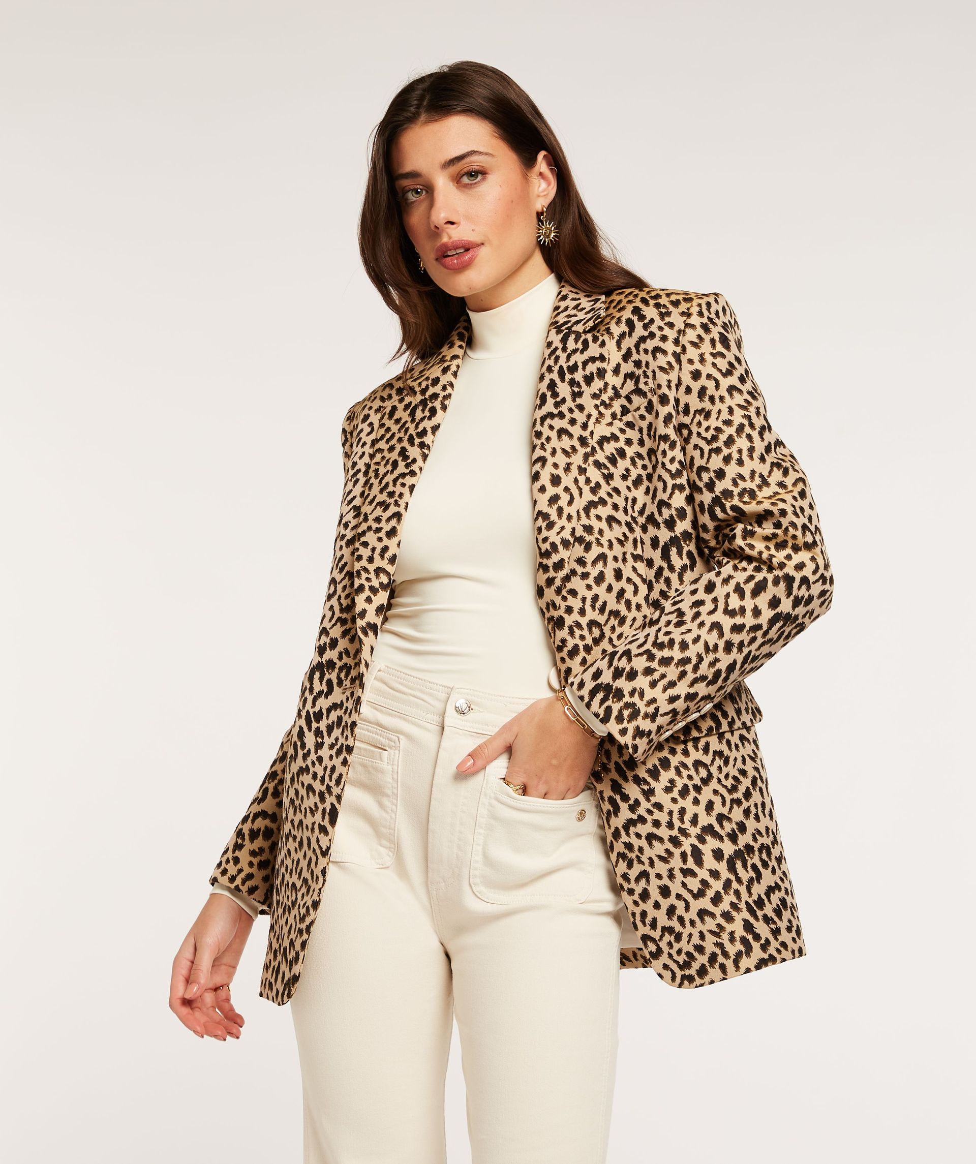 CHARLIZE regular fit blazer met leopard dessin