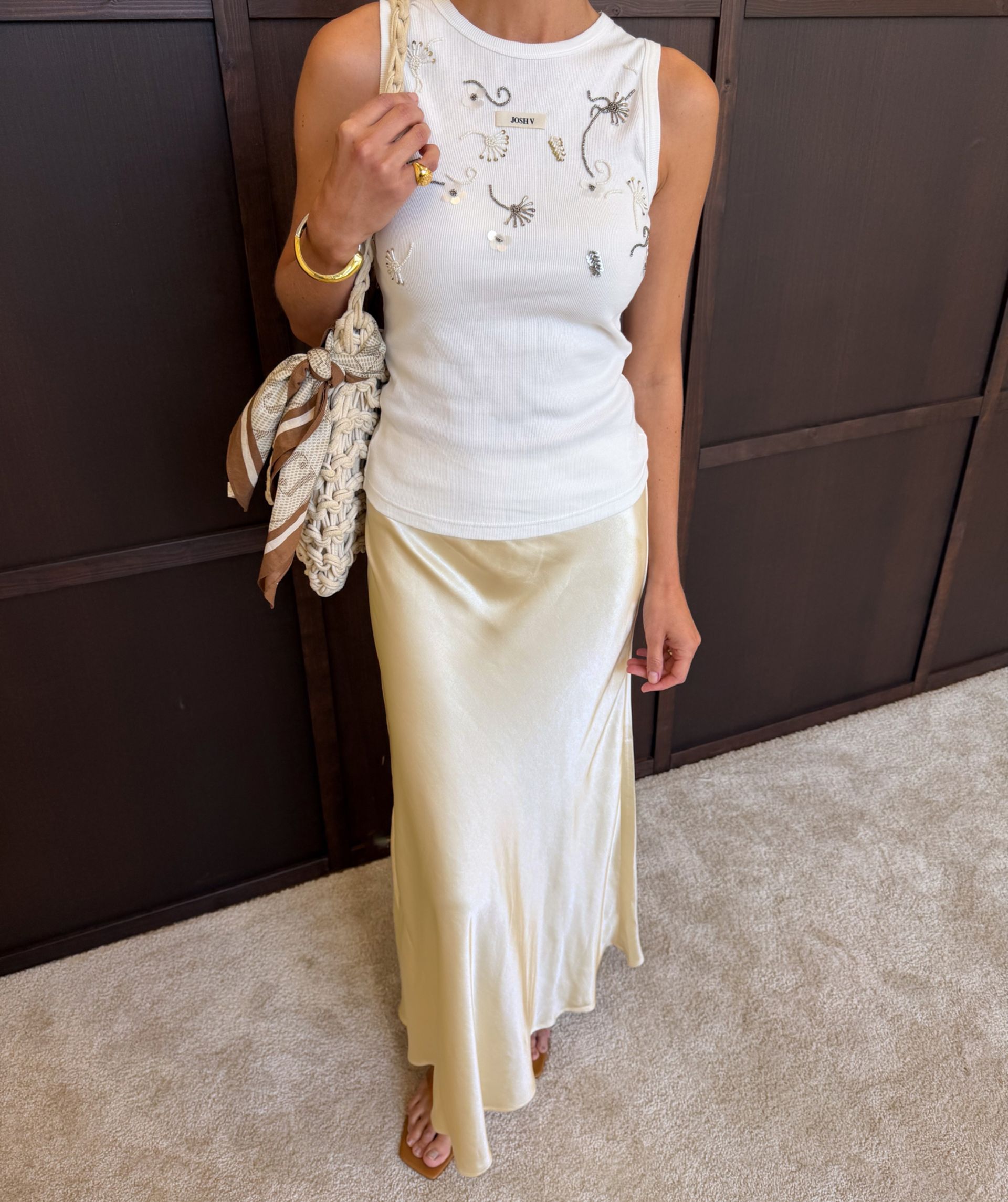 JV-COSETTE high waisted maxi rok in satijn look