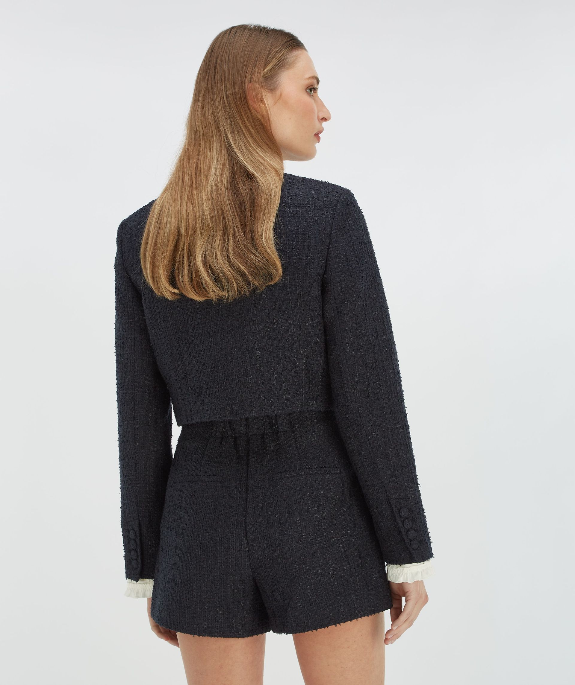 DAANTJE cropped bouclé blazer with decorative stones