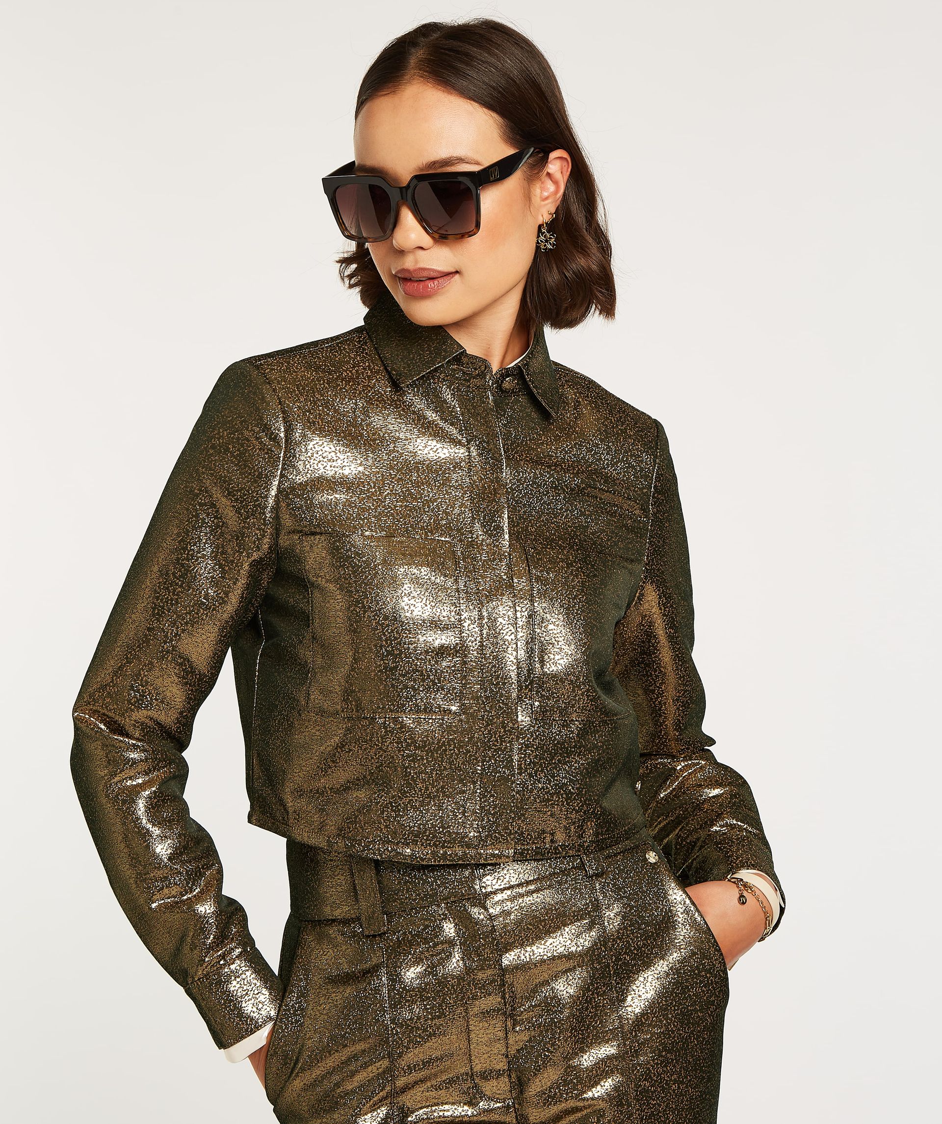 DAVIS cropped metallic blouse