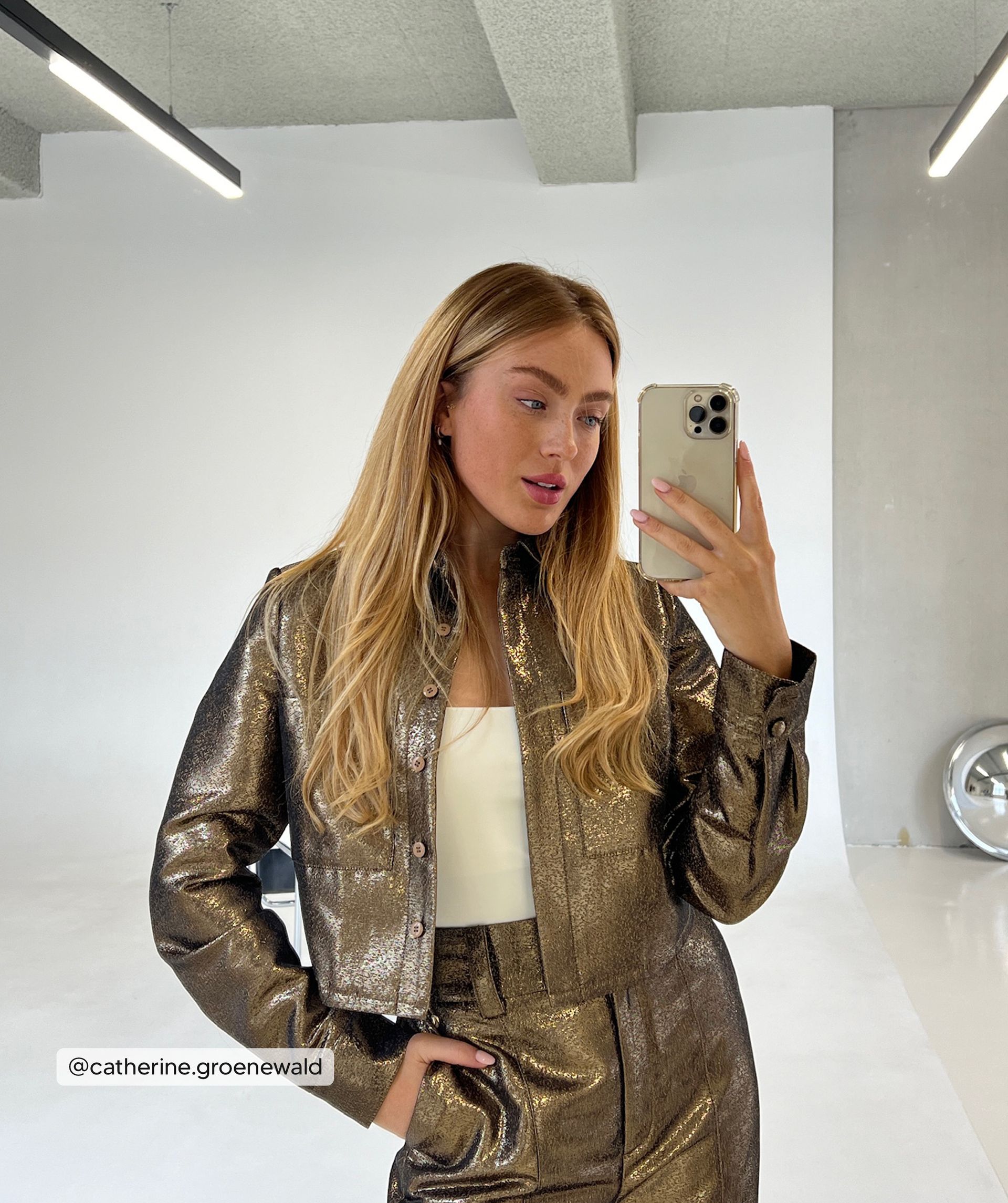 DAVIS cropped Bluse in Metallic