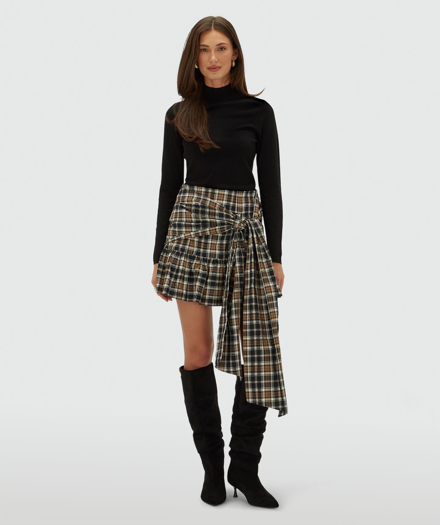 JV-DREYA high-waisted checked mini skirt