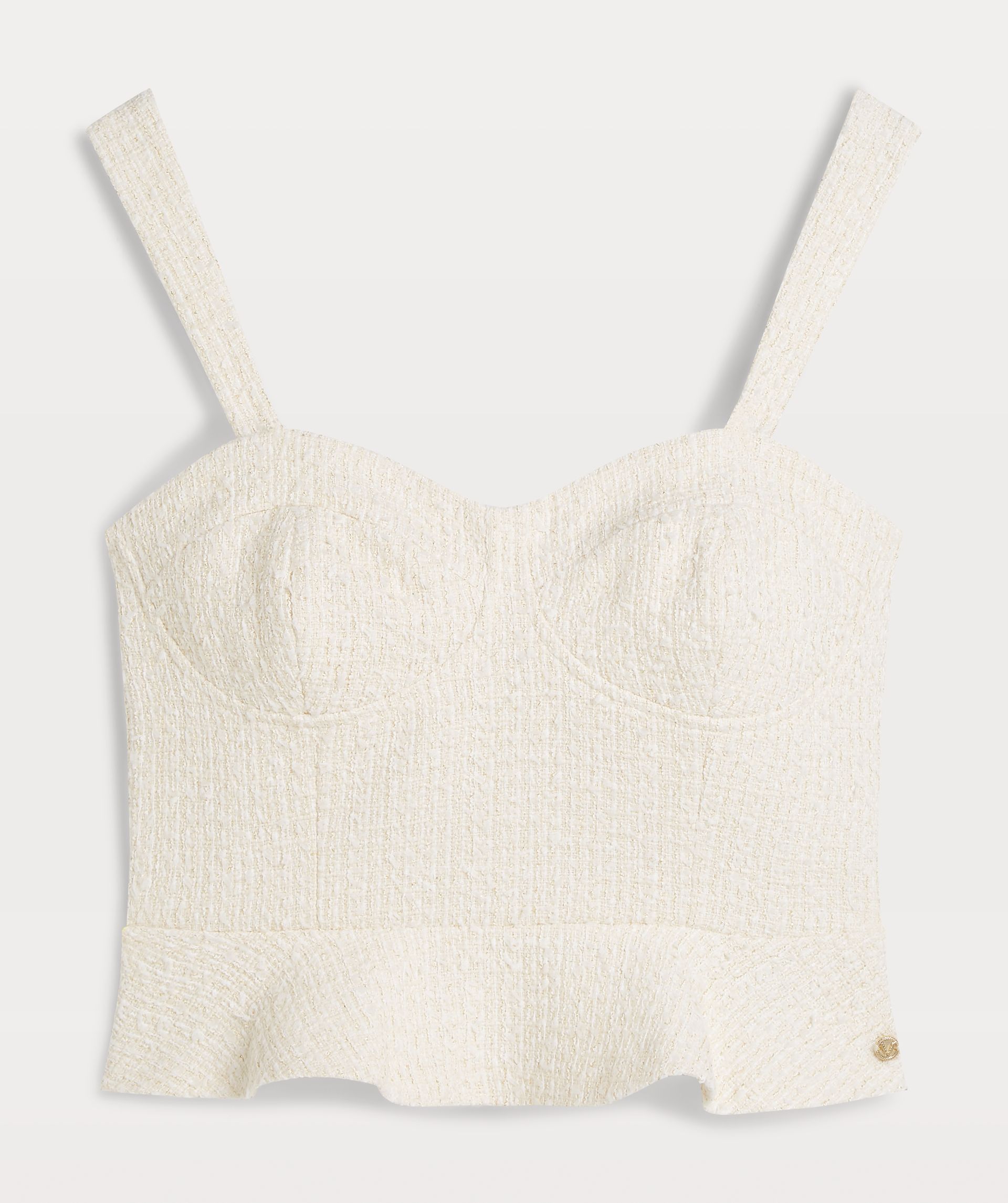 ELLY fitted bustier top in bouclé met glitter