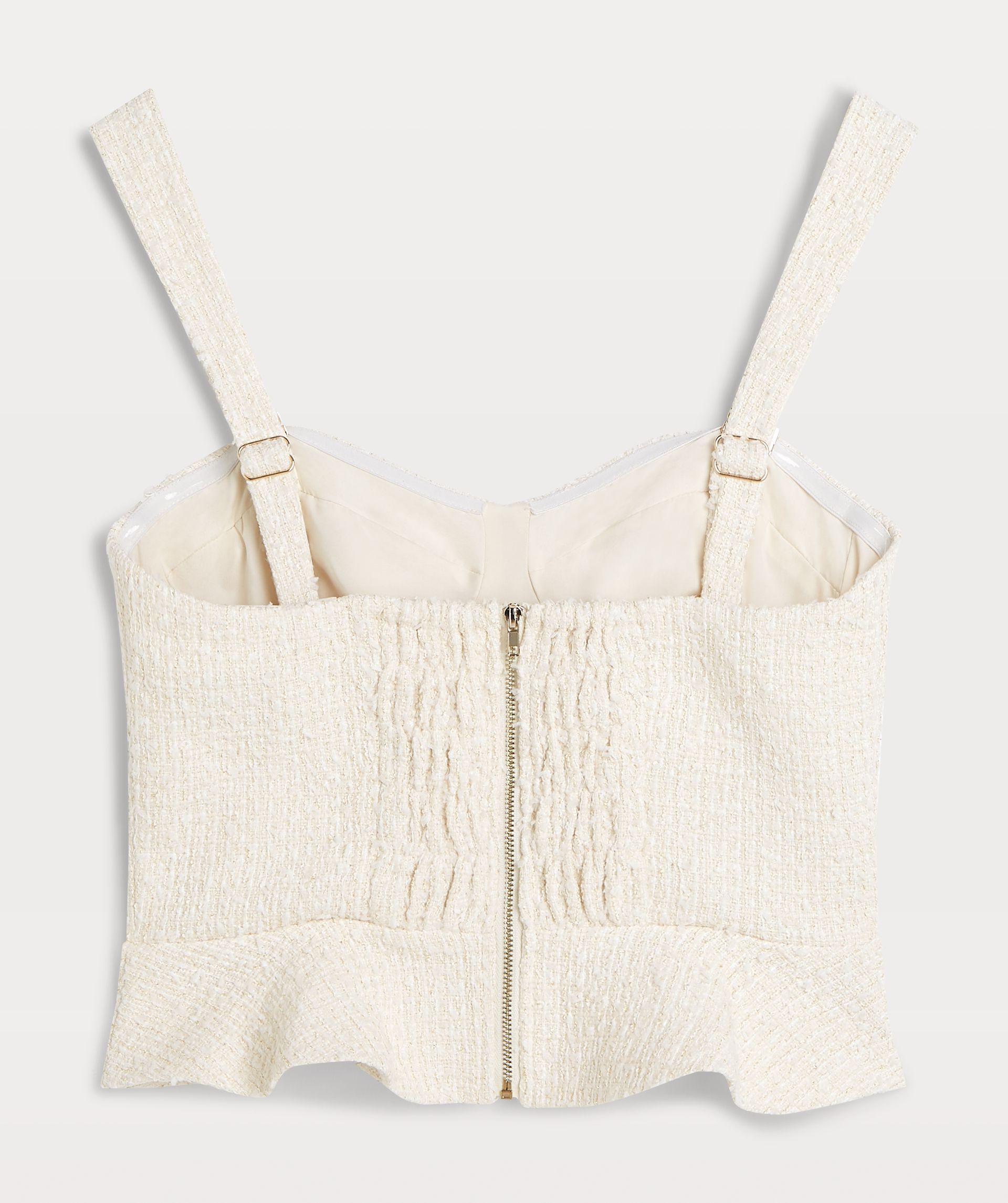 ELLY tailliertes Bustier-Top aus Bouclé mit Glitter