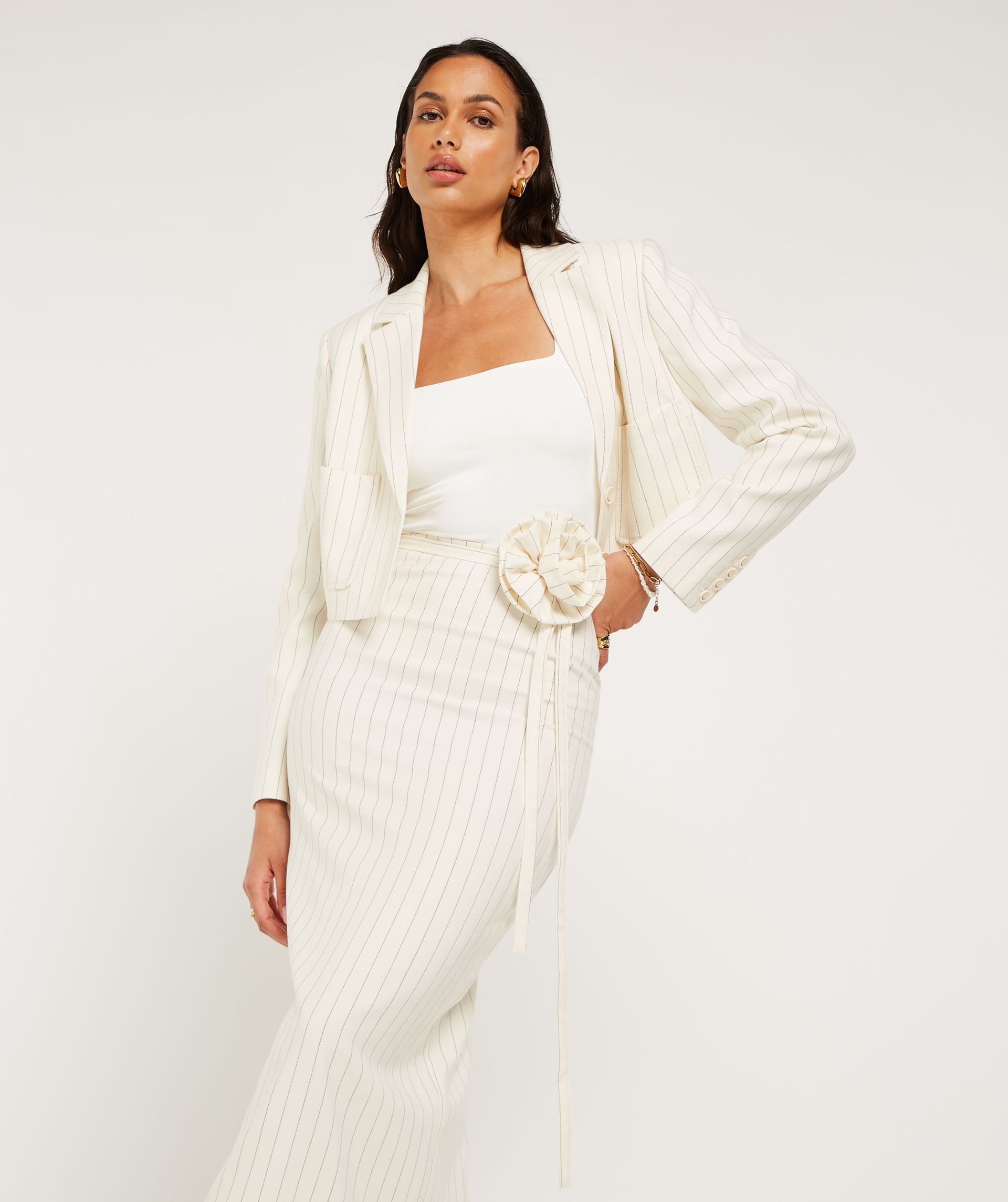 EMMA cropped blazer with pinstripe