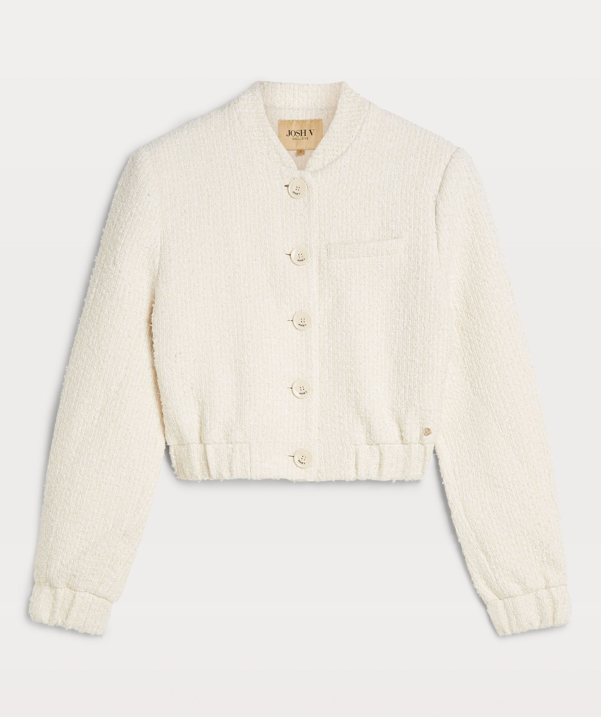 FABIENNE cropped bomber jacket in bouclé met glitter