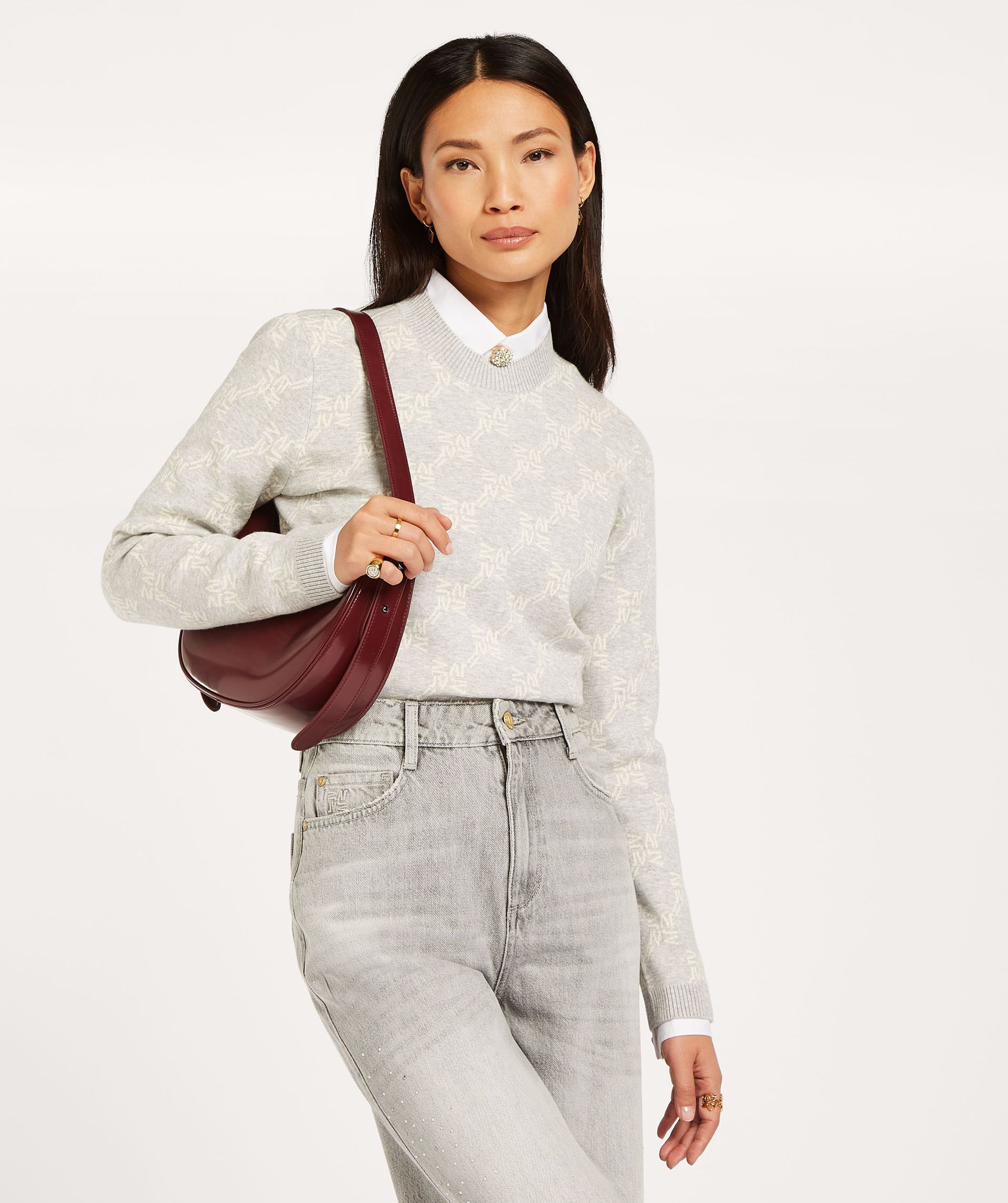 FAE slim fit sweater with logo print