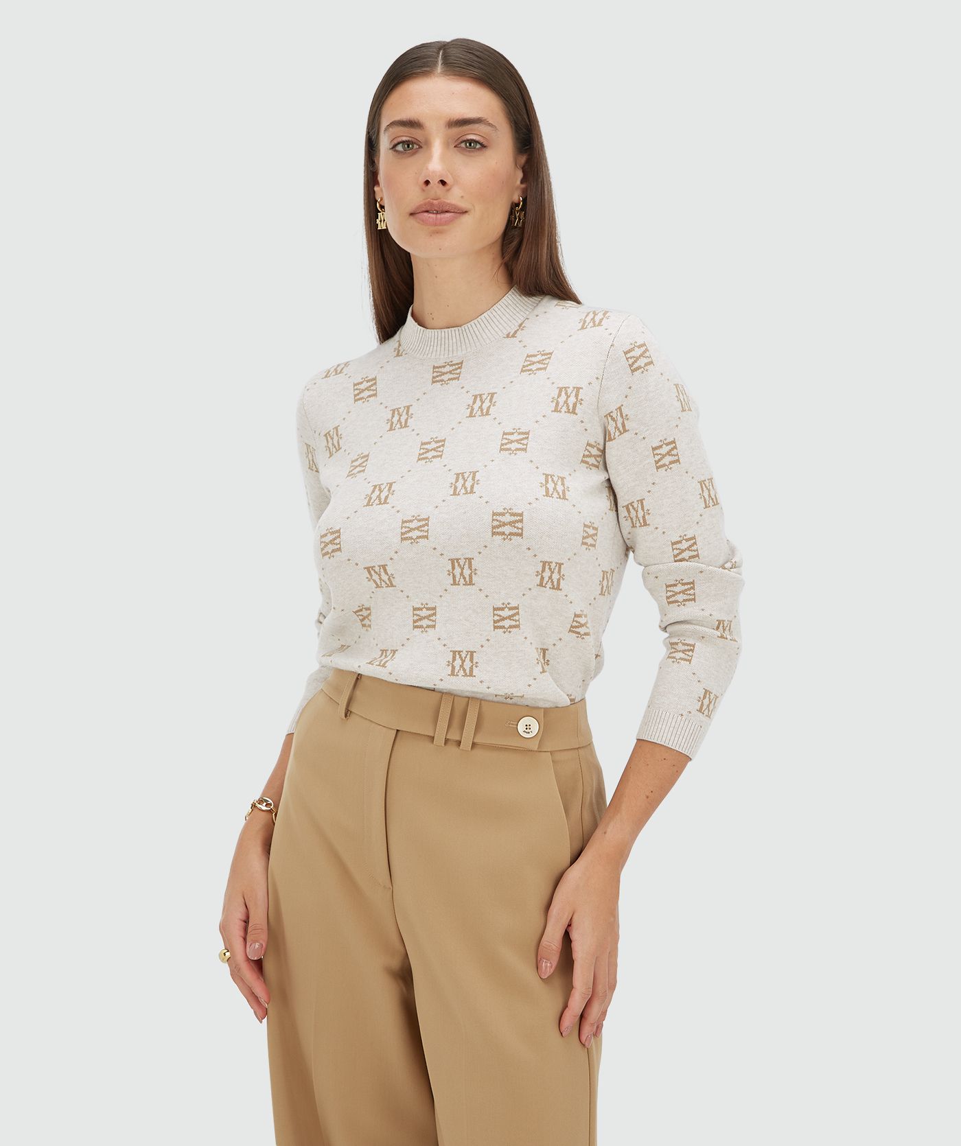 FAE straight fit trui met logoprint
