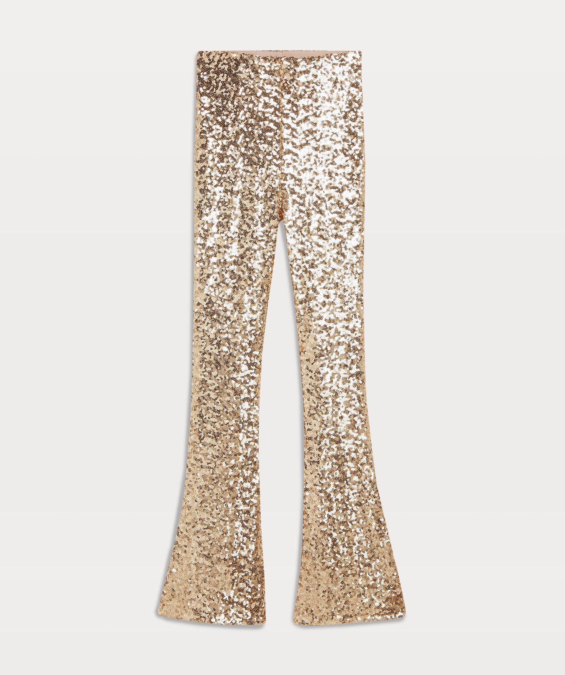 FLORA  high rise flared broek met pailletten