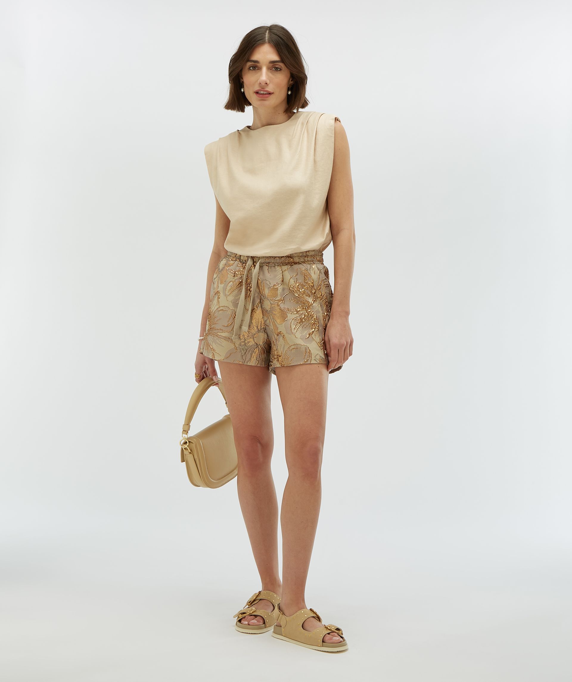 FLORIAN regular fit shorts met metallic details