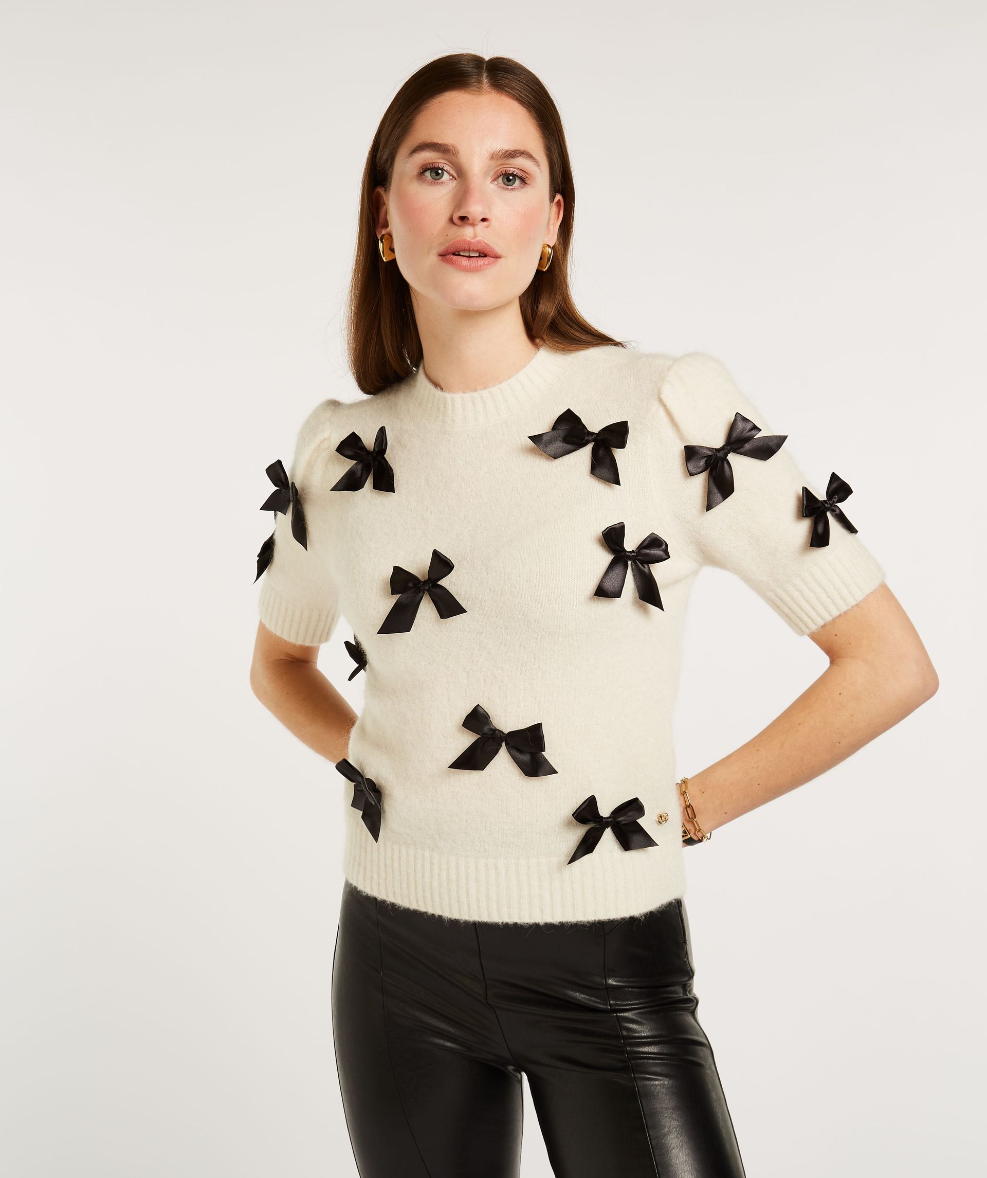 FRANKA BOW fitted top with merino wool