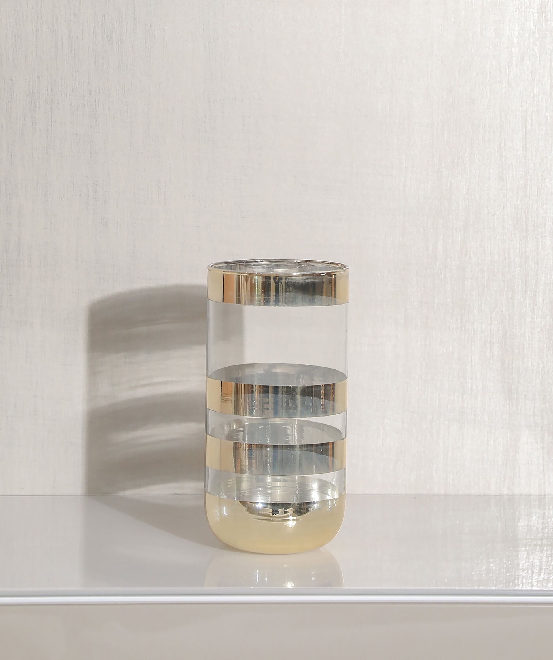 Glass vase gold stripes 25 cm