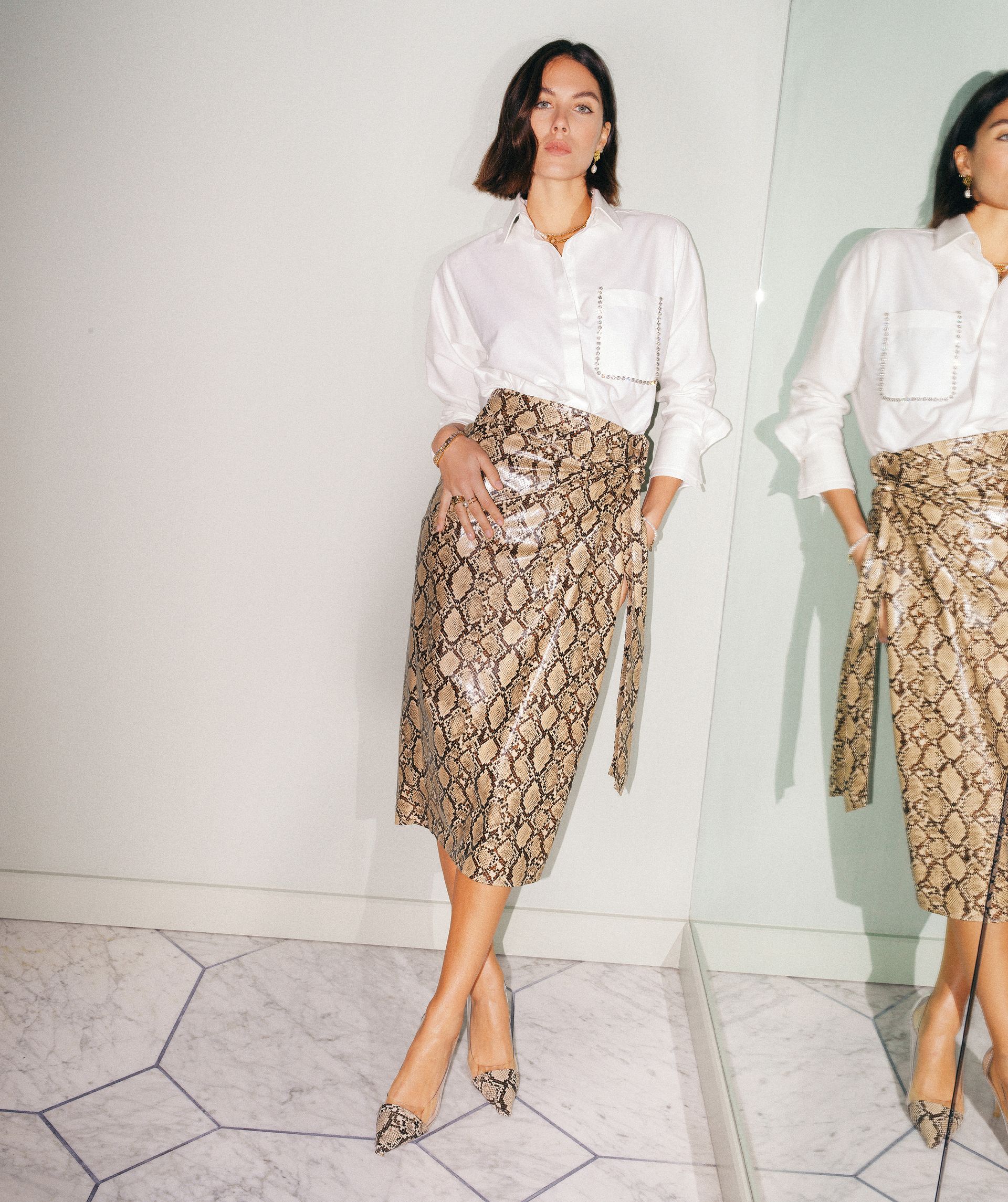 HANNAH high waisted rok met slangenprint