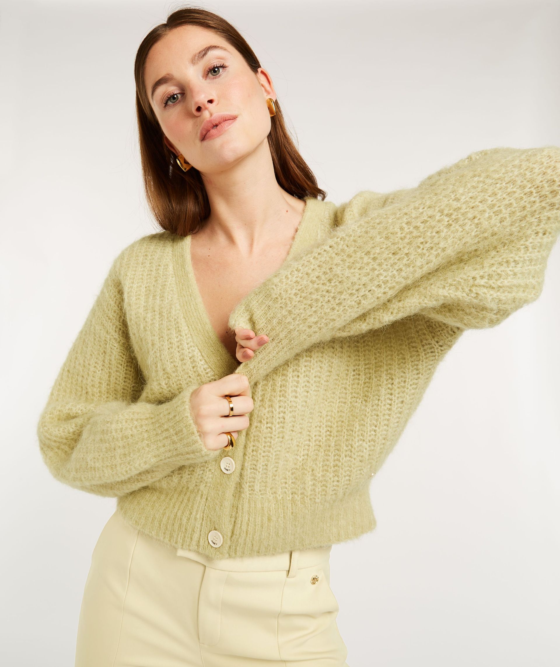 HARLY regular fit cardigan with wool